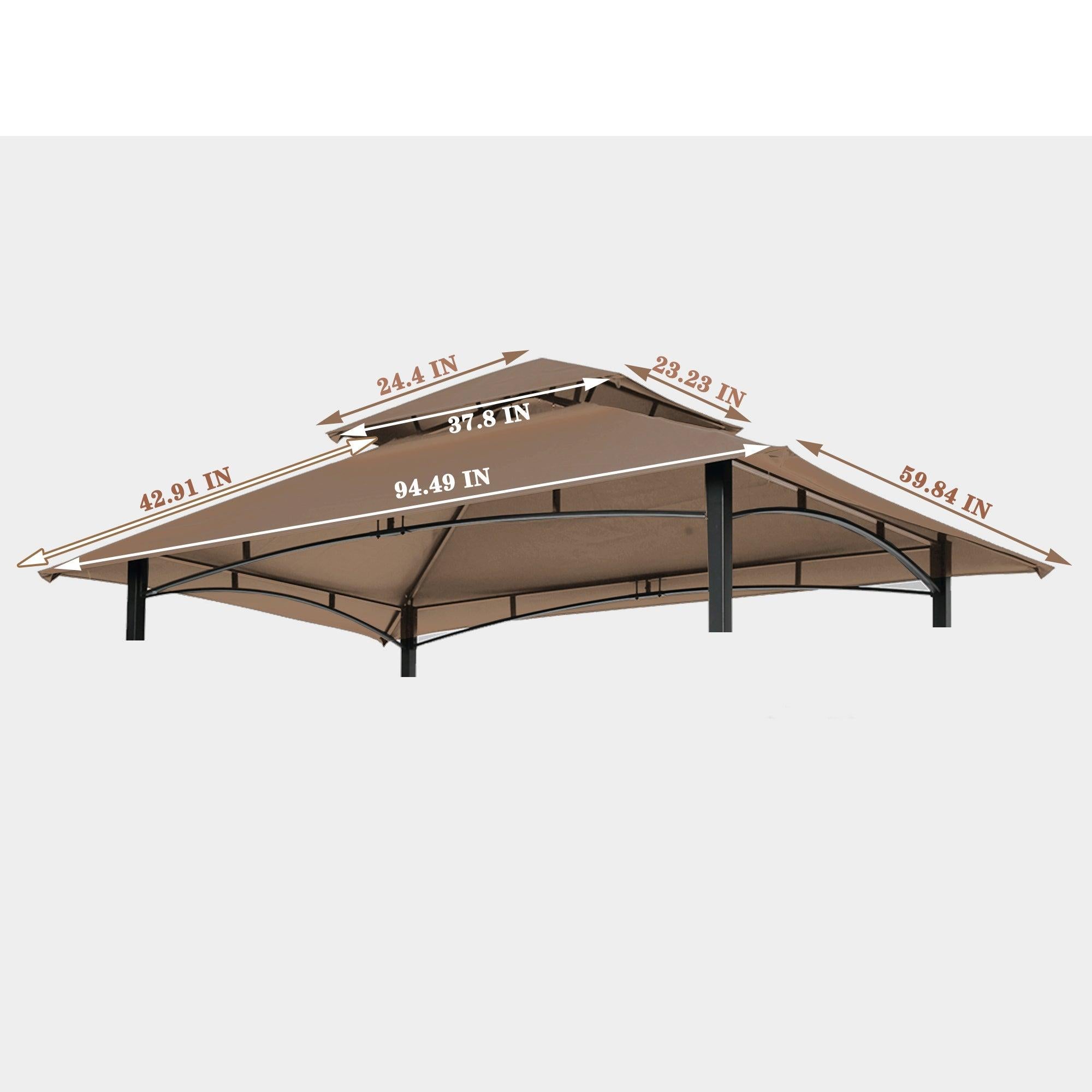 8 x 5 Ft Grill Gazebo Replacement Canopy,Double Tiered BBQ Tent Roof Top Cover, Taupe