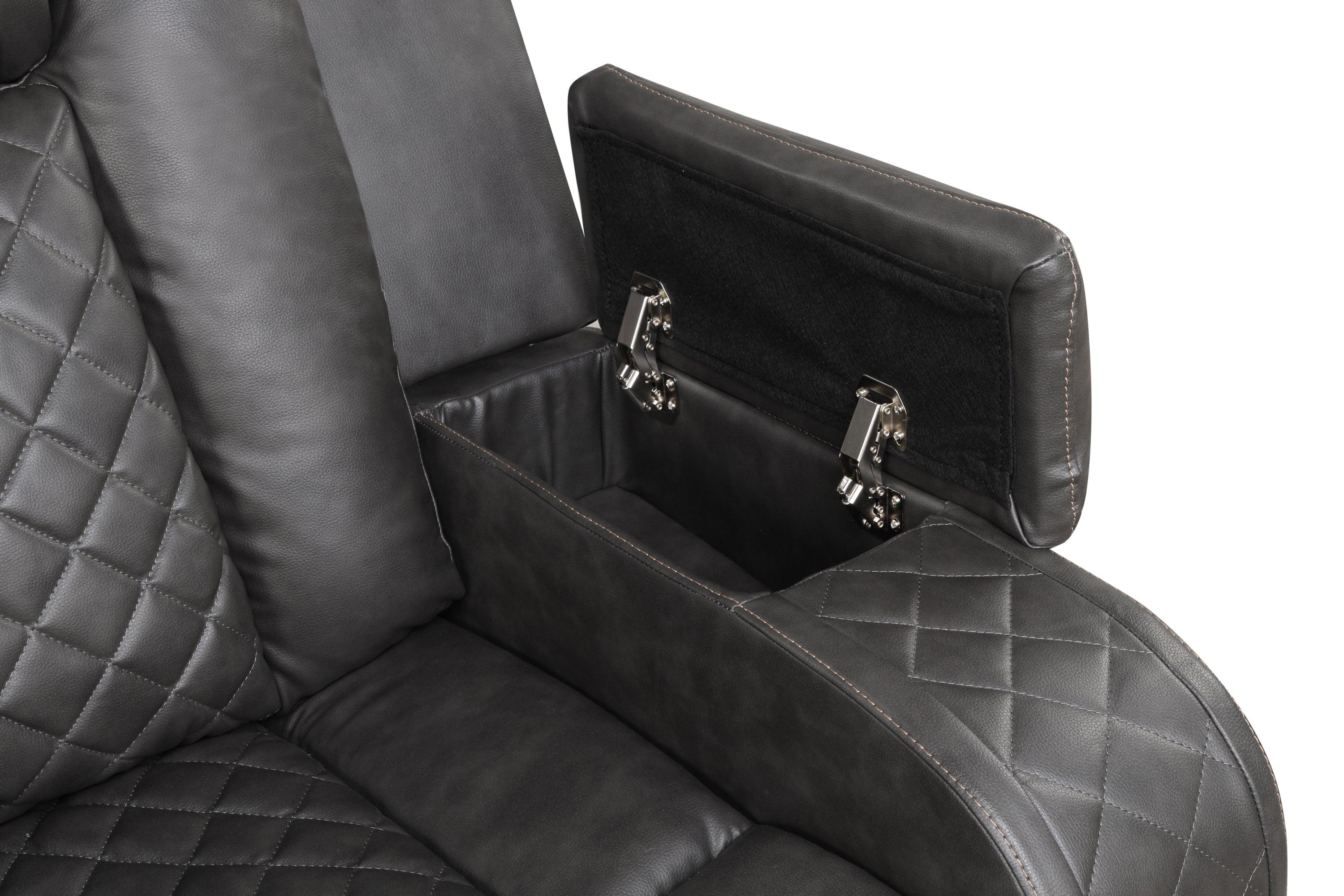 Benz LED & Power Reclining Loveseat Made With Faux Leather in Gray