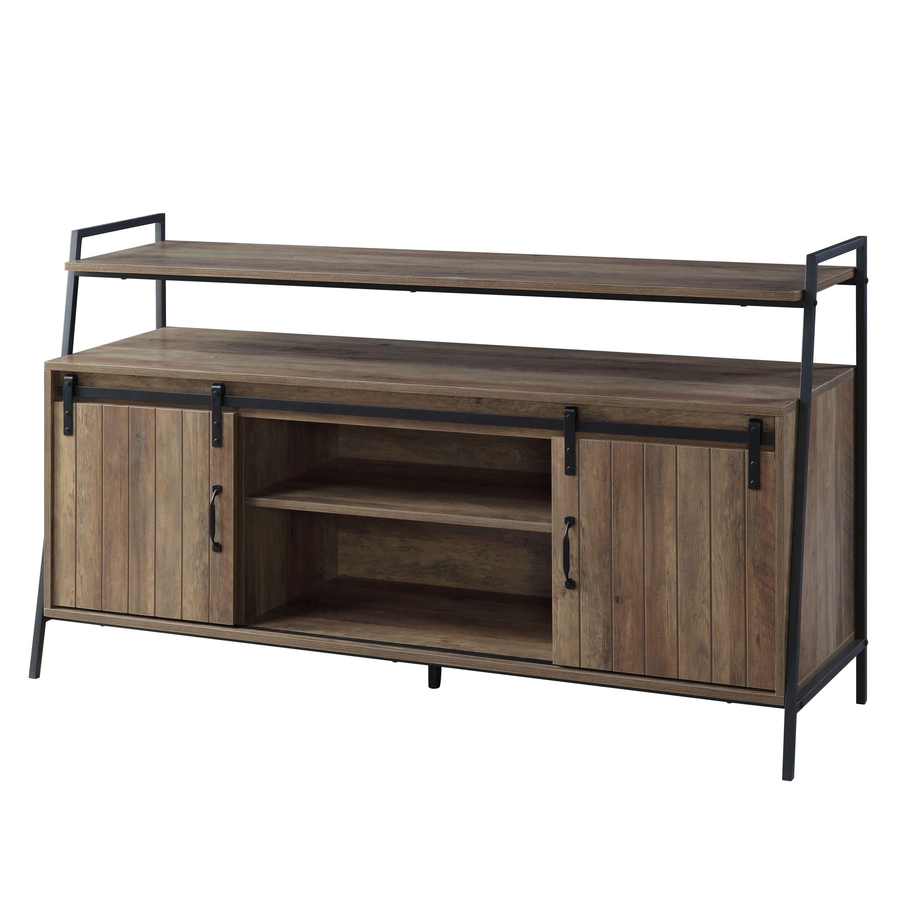 ACME Rashawn TV Stand , Rustic Oak & Black Finish LV00152