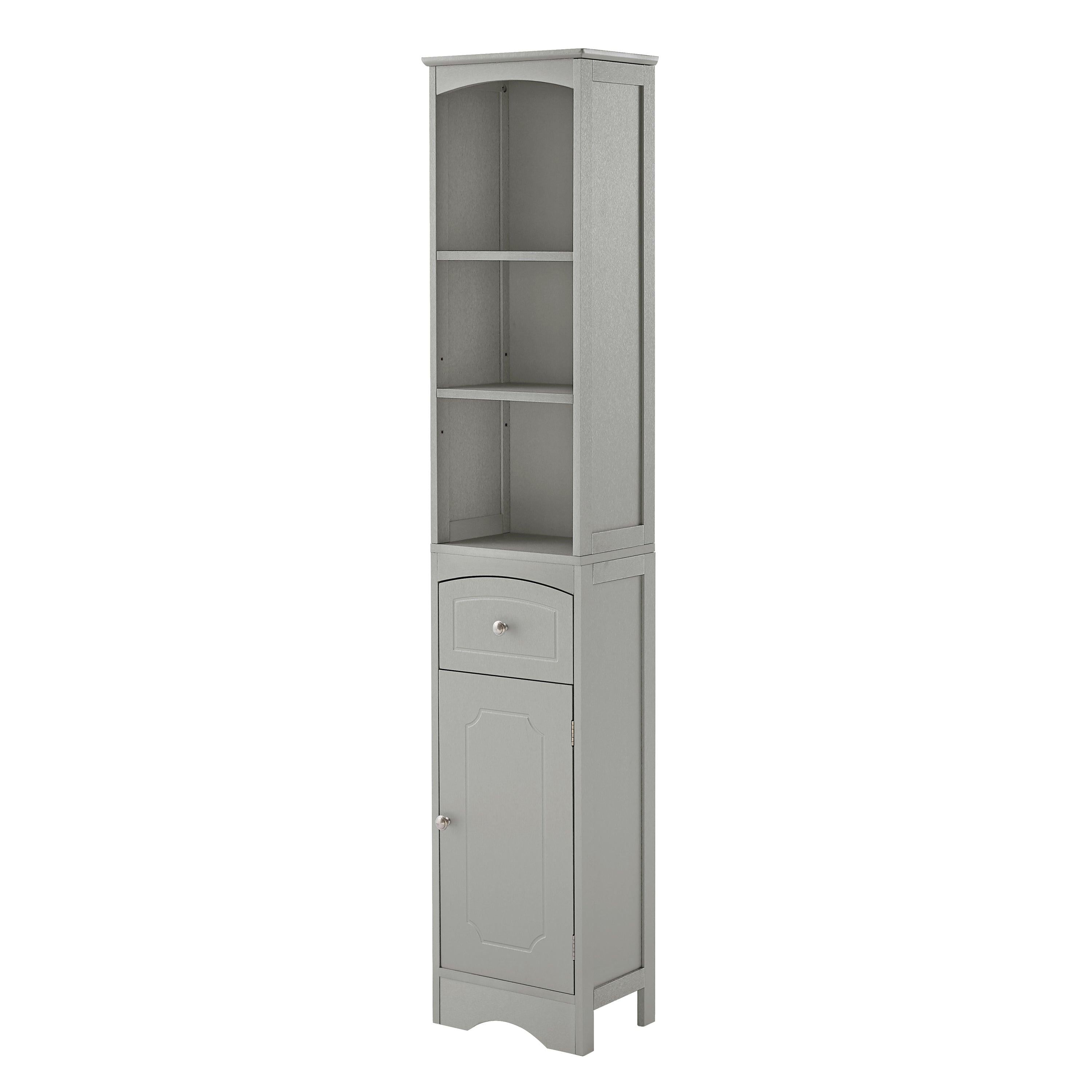 Tall Bathroom Cabinet, FreestandingStorage Cabinet with Drawer, MDF Board, Adjustable Shelf, Grey