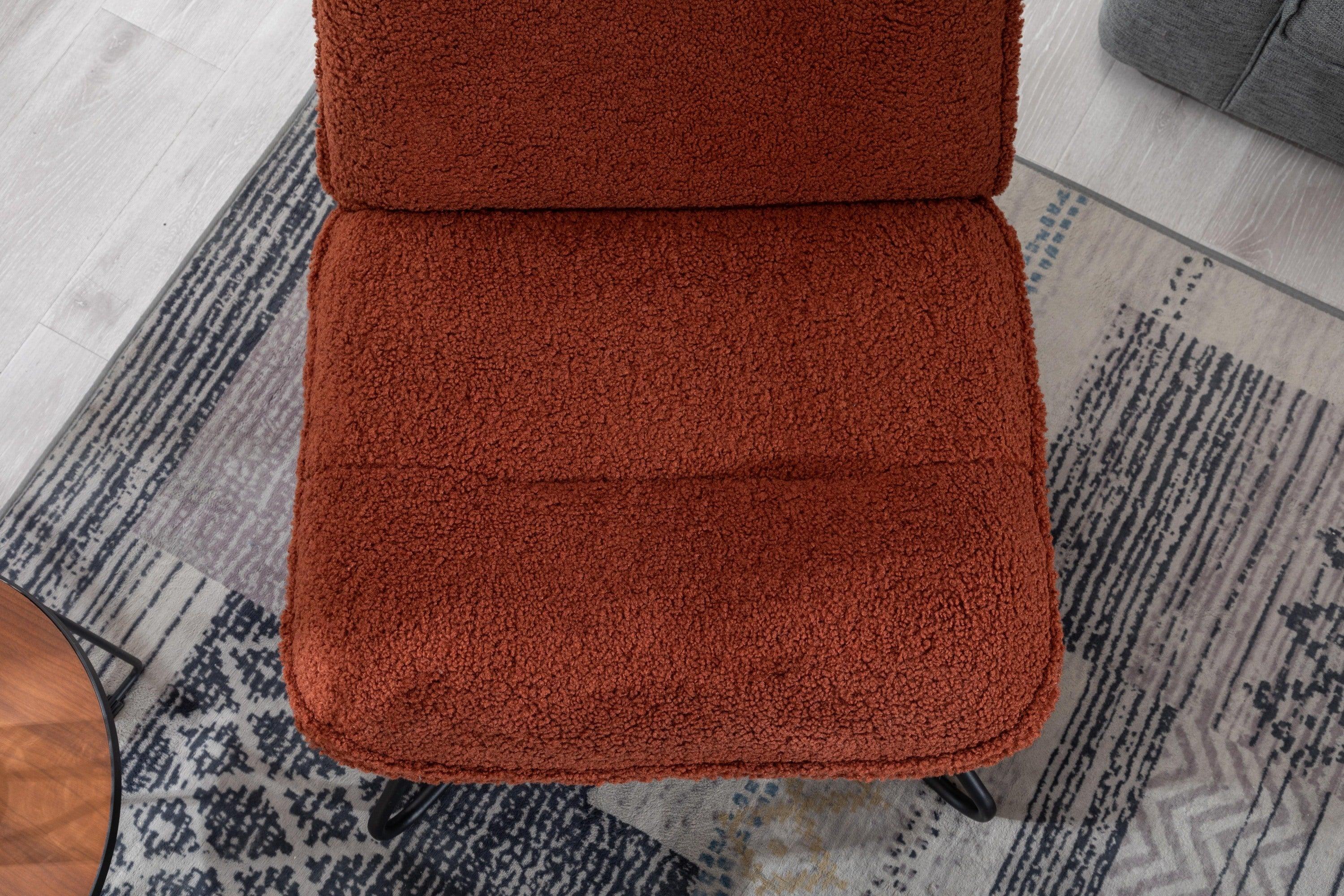 Modern Teddy Fabric Accent Armless Chair For Living room Indoor,Brown