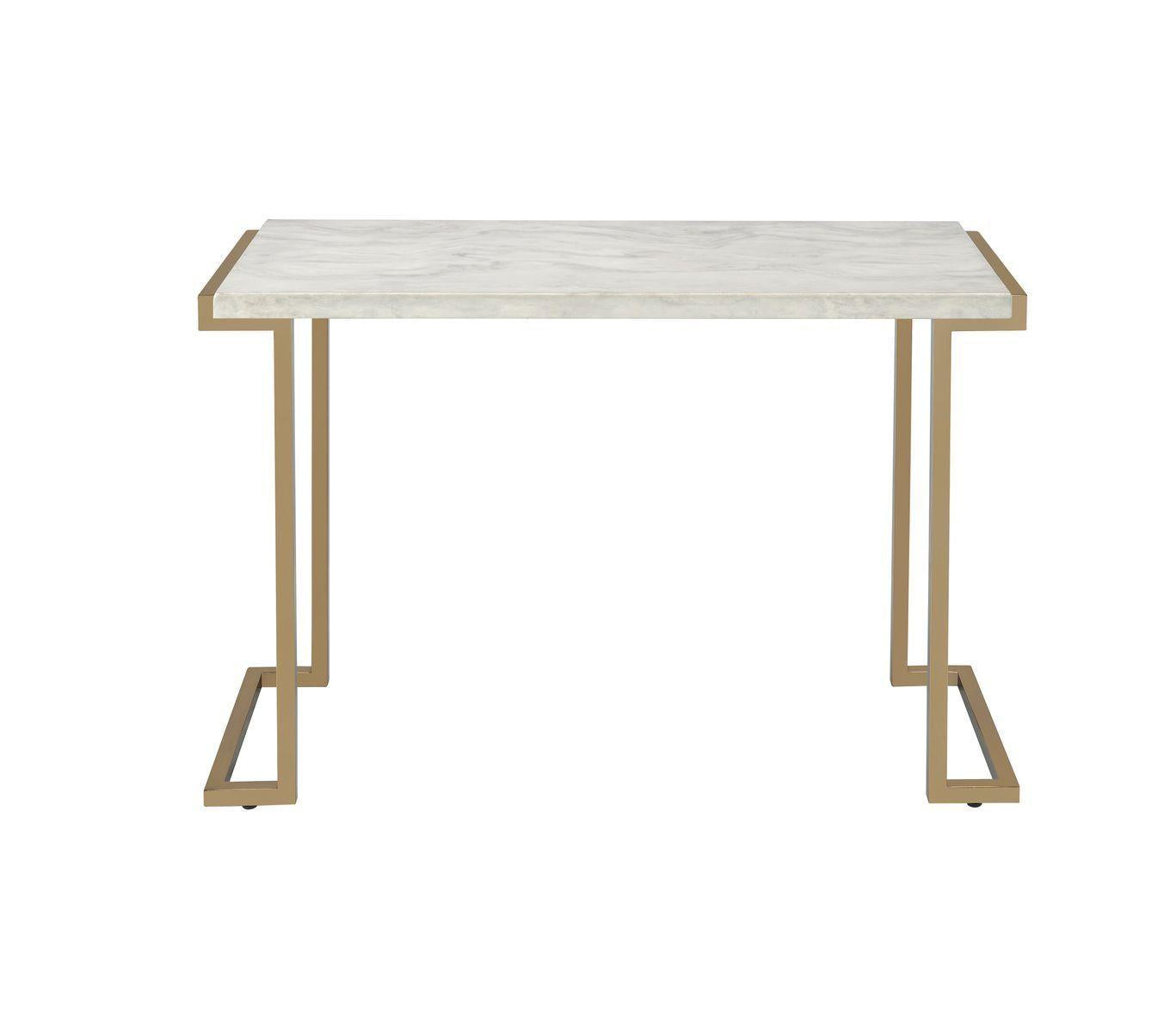 ACME Boice II Sofa Table in Faux Marble & Champagne 82873