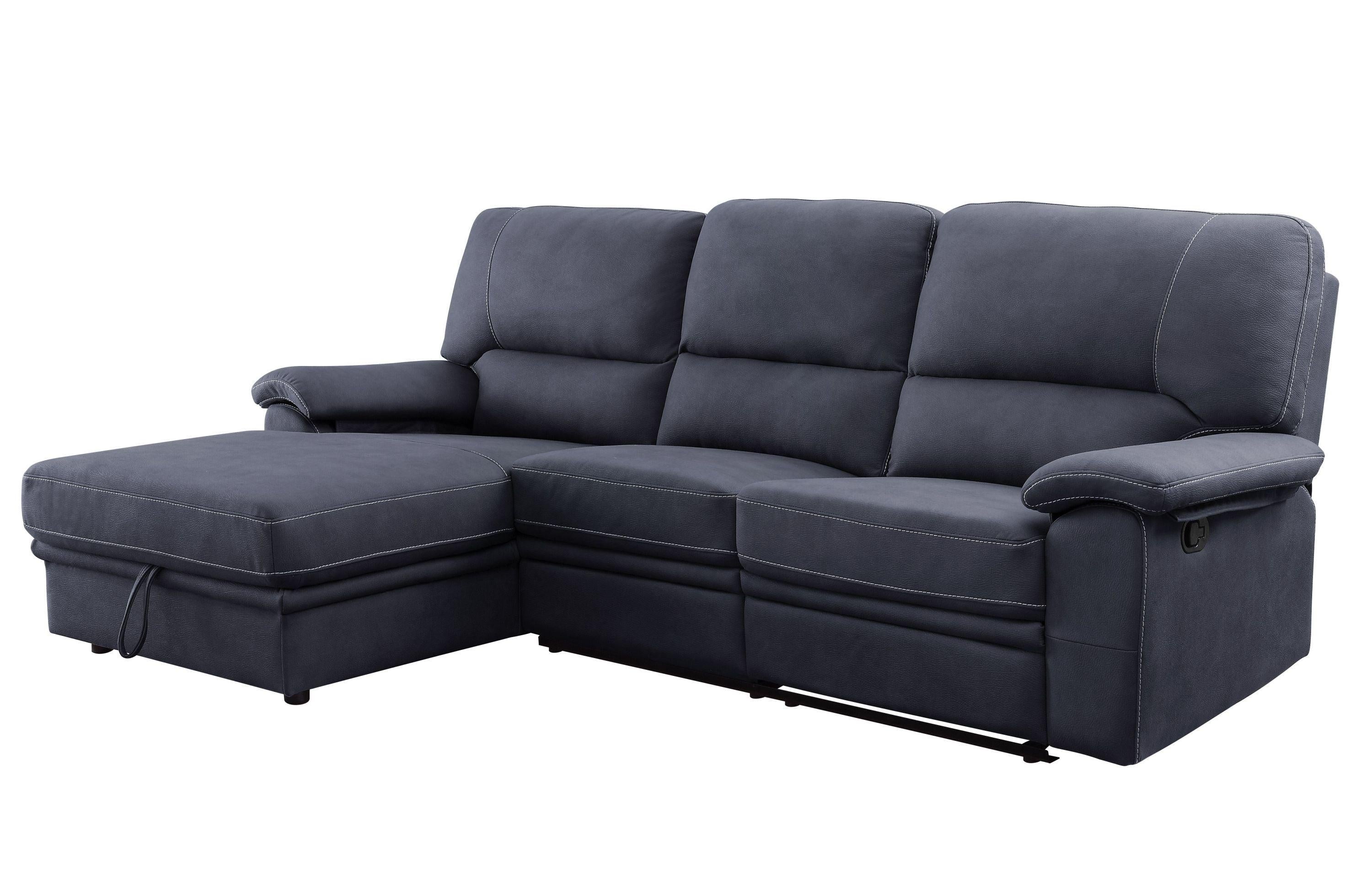 ACME Trifora RecliningStorage Sectional Sofa, Dark Gray Fabric 51605