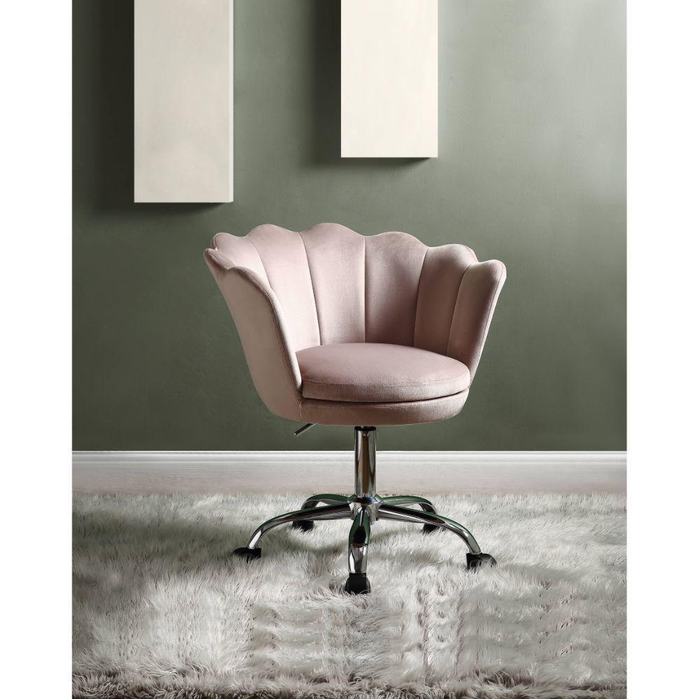 ACME Micco Office Chair, Rose Quartz Velvet & Chrome 92938 image