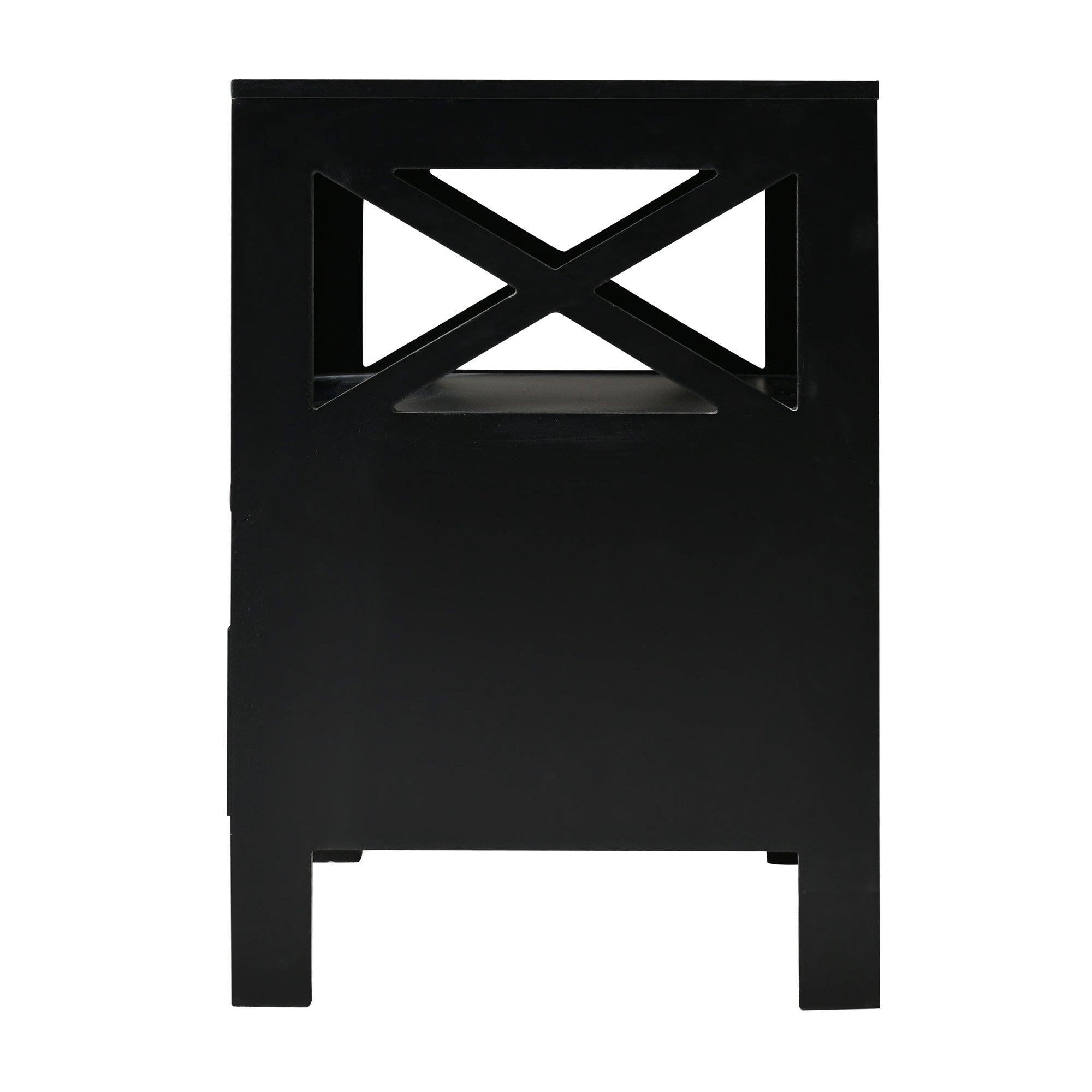 Nightstand with USB Charging Ports and LED Lights,End Table with 2 Drawers and Shelf,Black