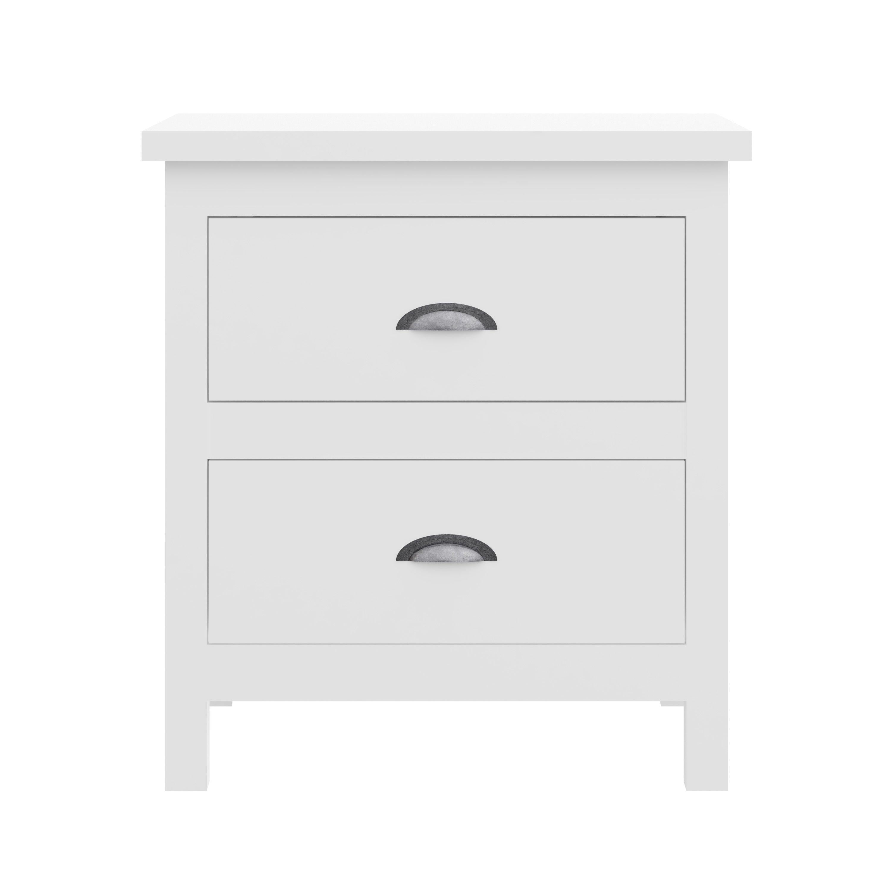 Versatile White 2-Drawers Nightstand, Bedside Table, End Table for Living Room Bedroom, Assembled with Sturdy Solid Wood