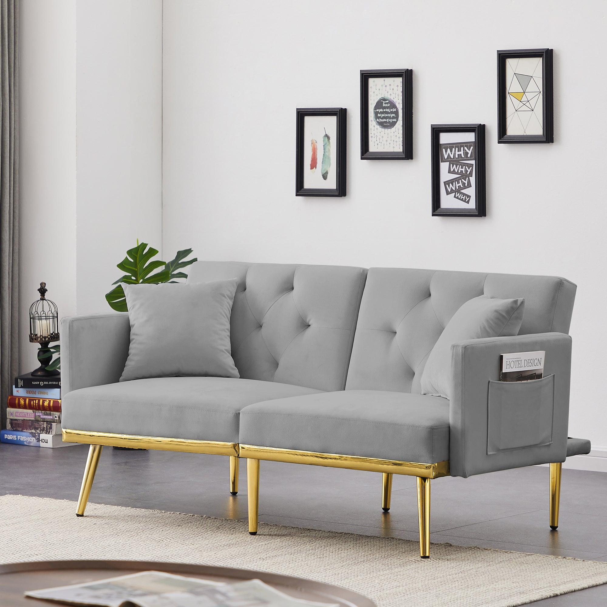 GREY VELVET  SOFA BED