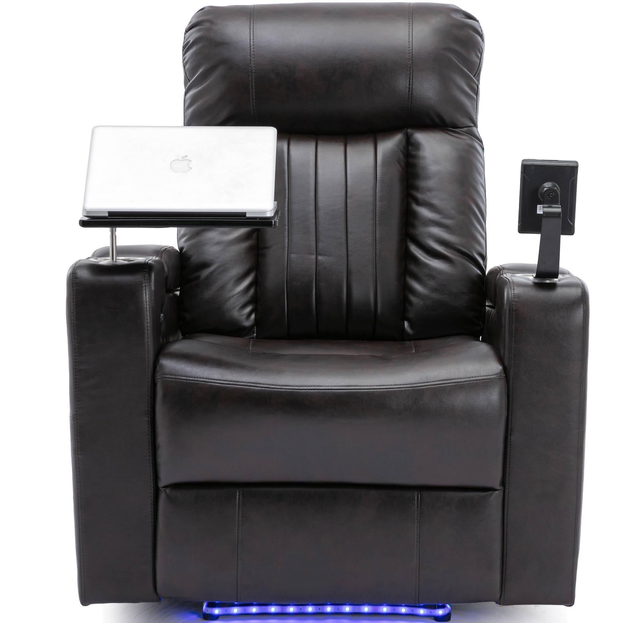 Premium Power Recliner withStorage Arms, Cupholders, Swivel Tray Table and Cell Phone Stand,Black