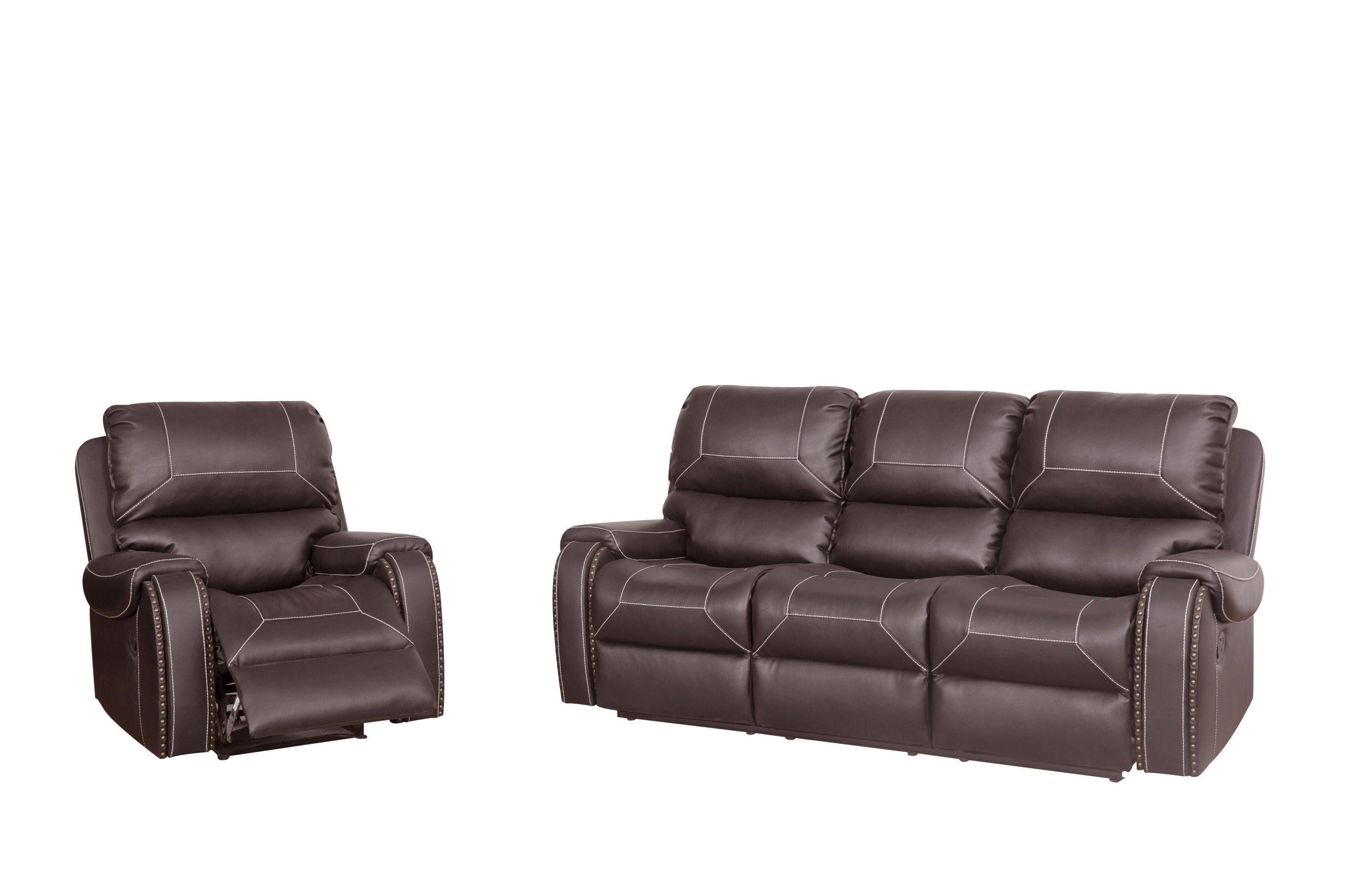 Faux Leather Reclining Sofa Couch Set 1+2+3 for Living Room Brown