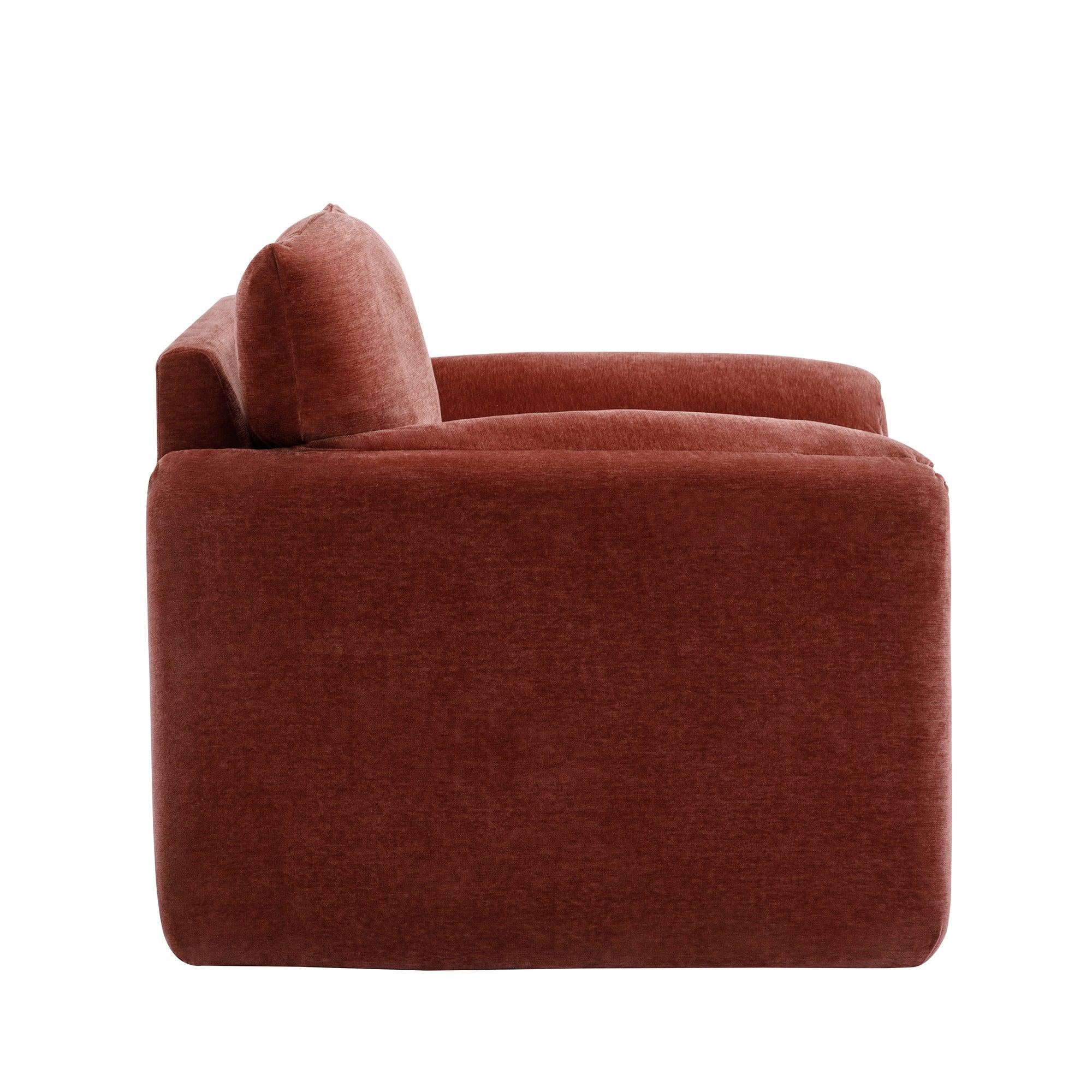 Modern Style Chenille Oversized Armchair Accent Chair Single Sofa Lounge Chair 38.6''W for Living Room, Bedroom, Claret Red