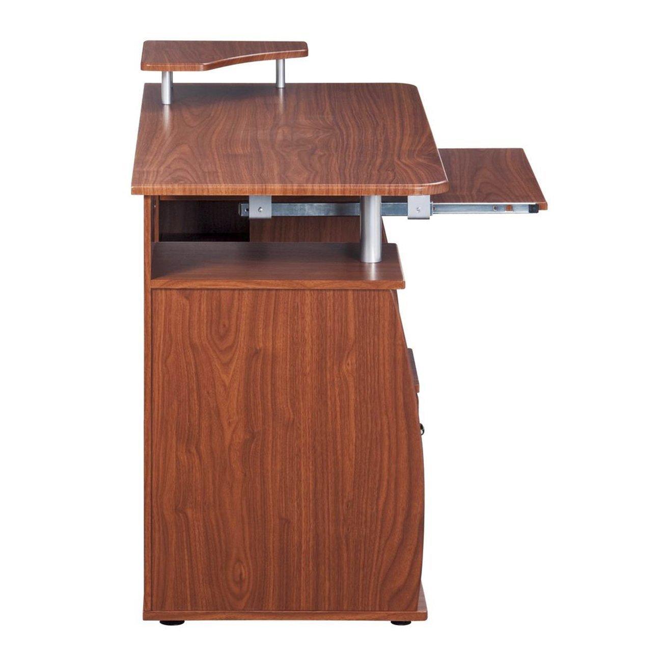 Techni Mobili Complete Computer Workstation Desk WithStorage, Mahogany