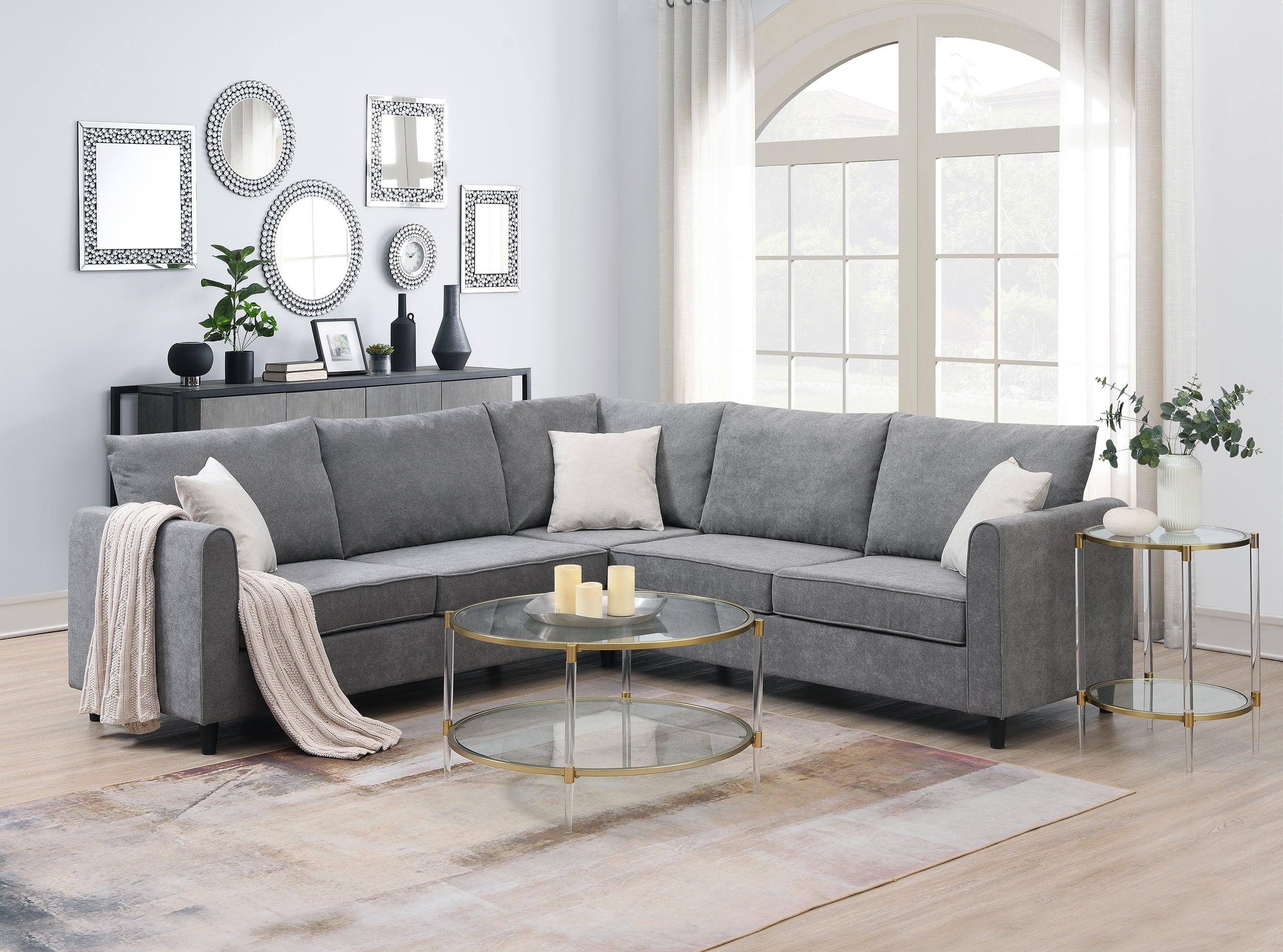 91*91"Modern Upholstered Living Room Sectional Sofa, L Shape Furniture Couch with 3 Pillows