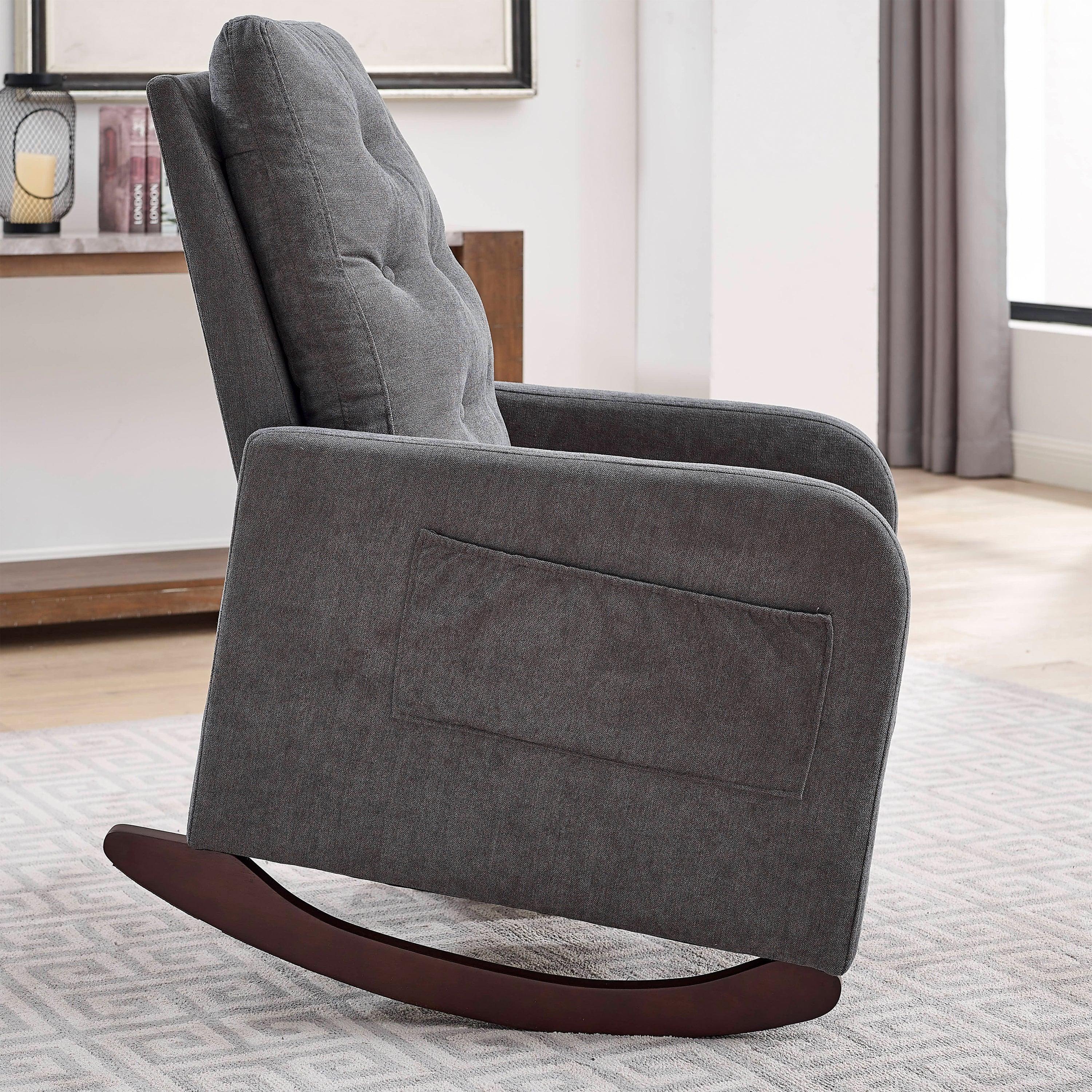 25.6"WModern Accent High Backrest Living Room Lounge Arm Rocking Chair, Two Side Pocket