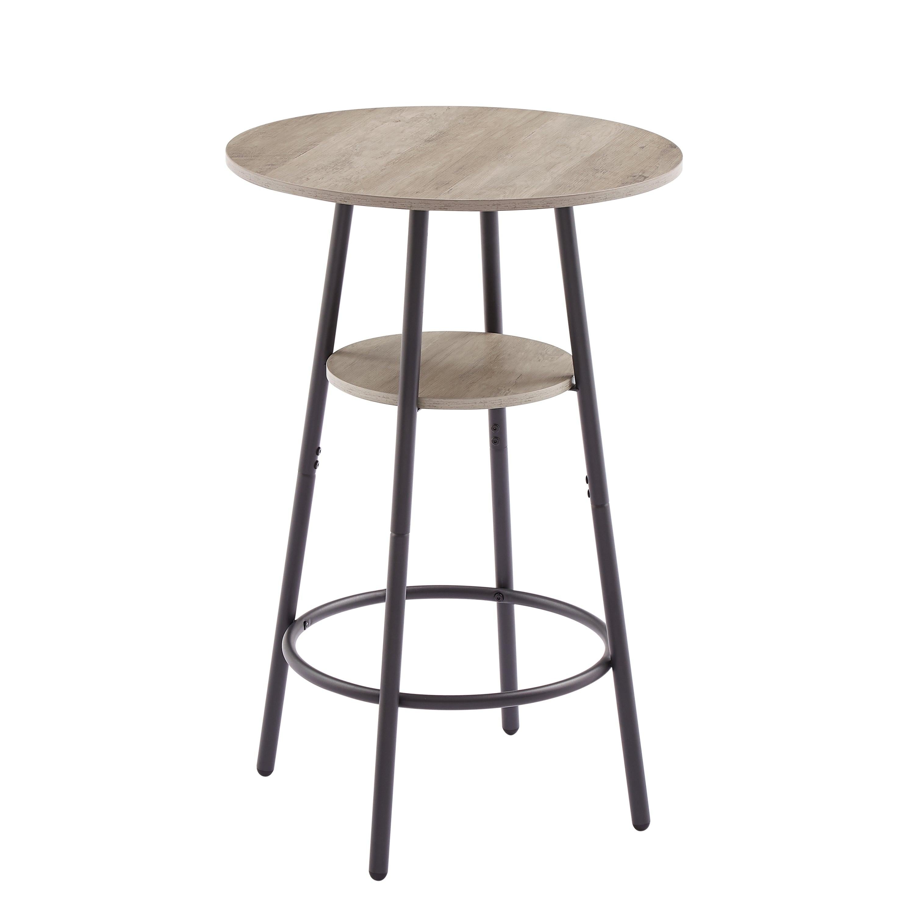 Bar Table Set with 2 Bar stools PU Soft seat with backrest (Grey,23.62’’L*23.62’’W*35.43’’H)