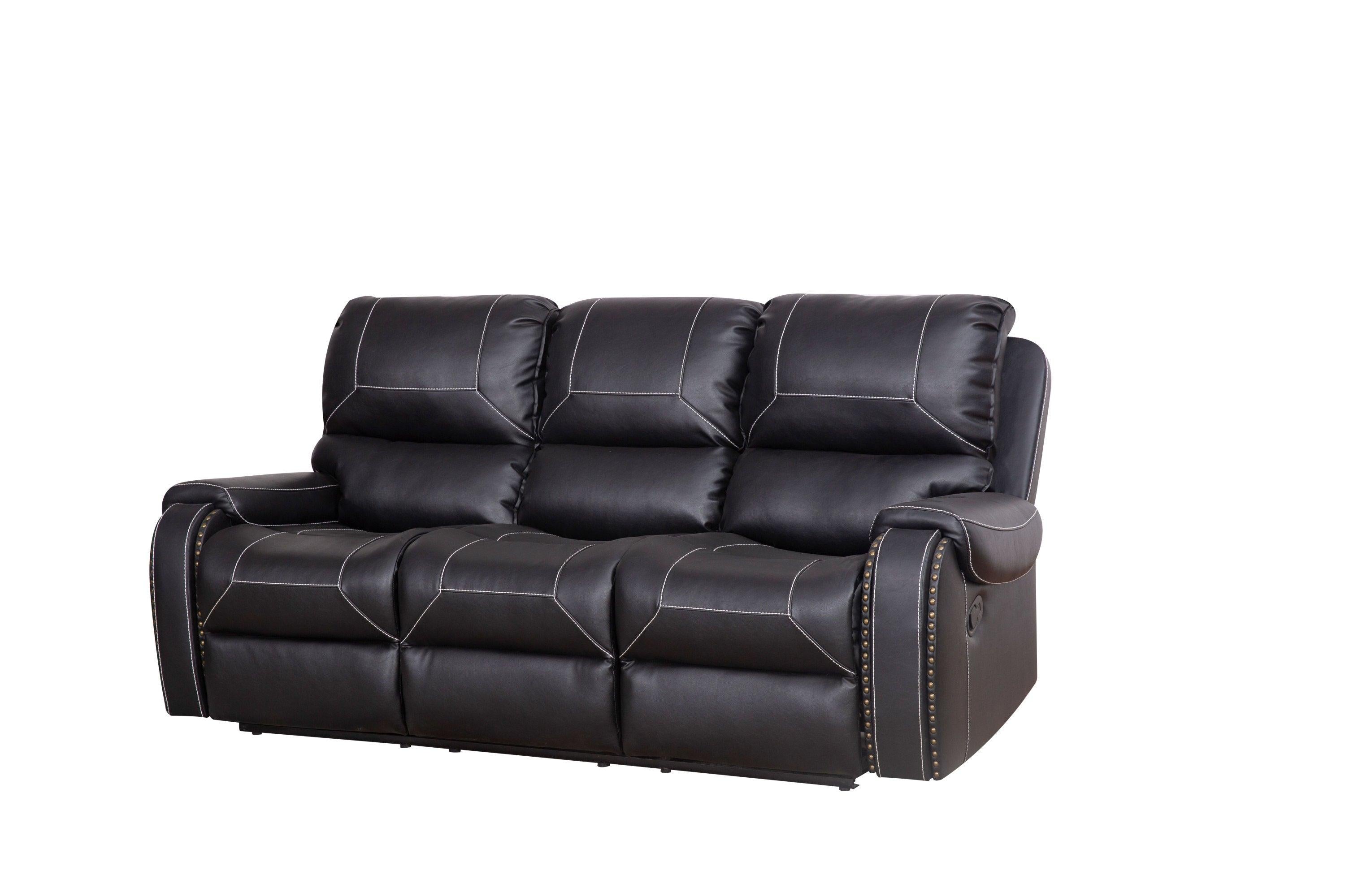 Faux Leather Reclining Sofa Couch Set 1+2+3 for Living Room Black