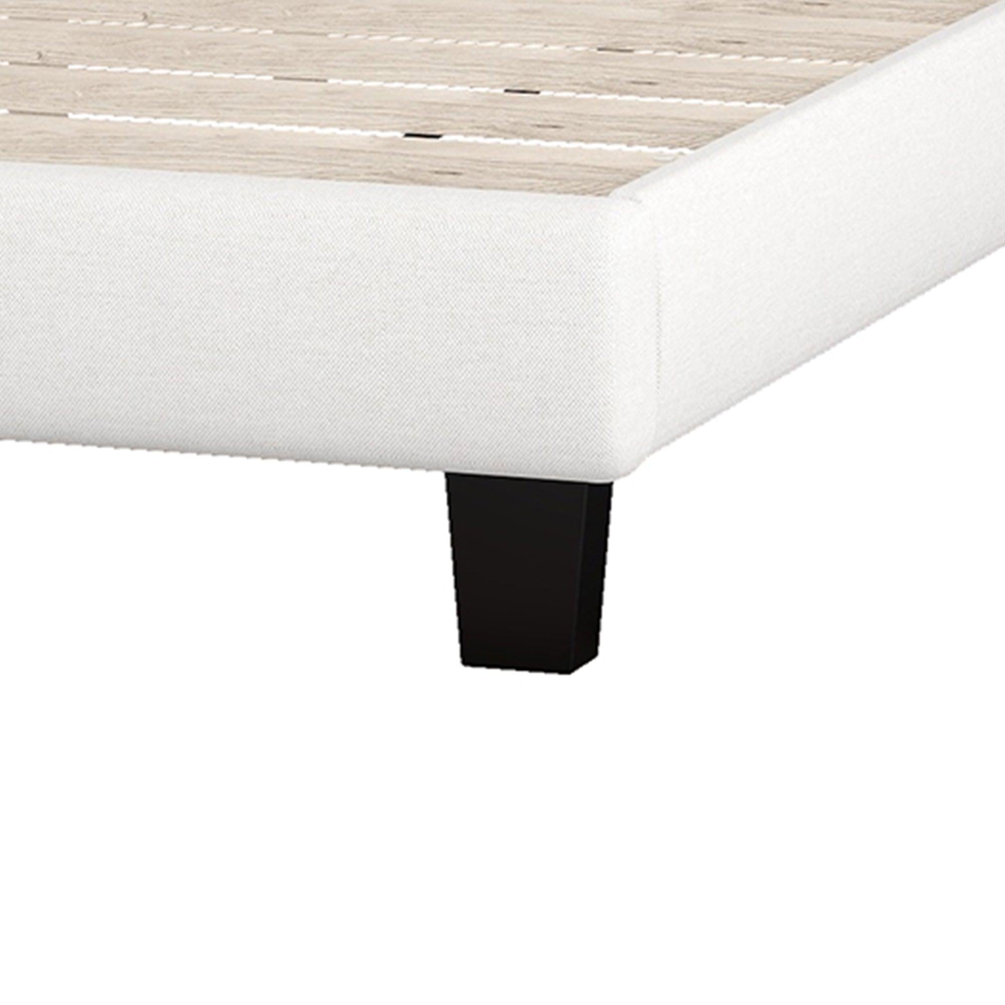 Upholstered Platform Bed with Saddle Curved Headboard and Diamond Tufted Details, Full, Beige