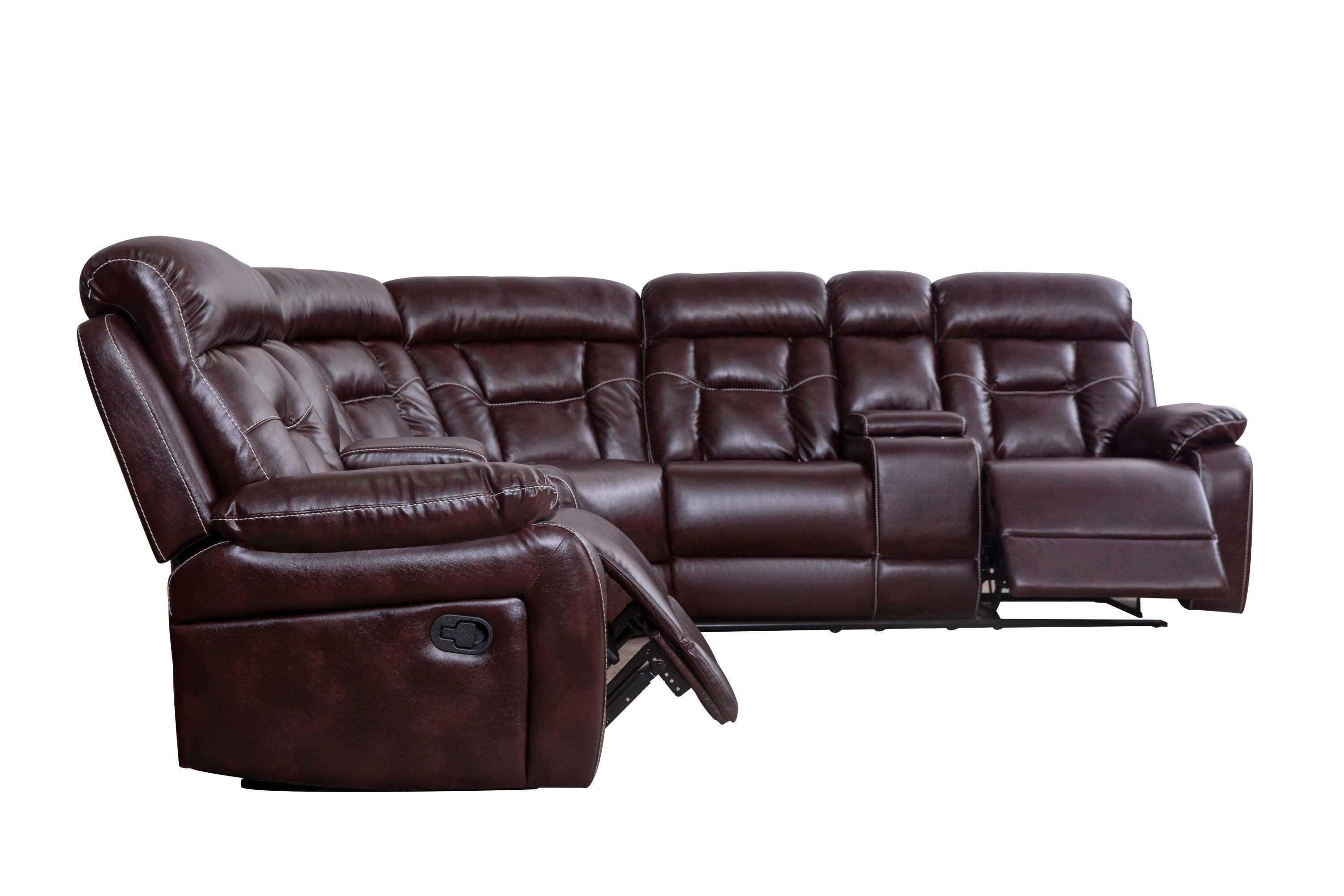 Sectional Sofa with Manual Reclining Brown