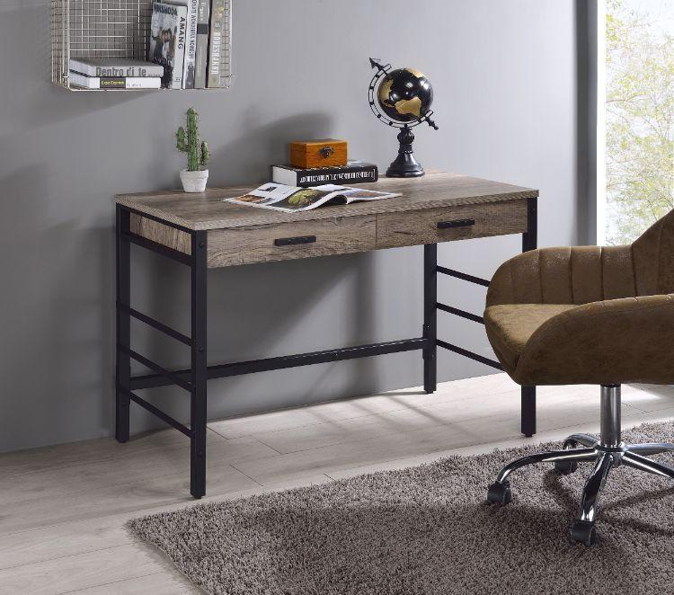 ACME Disho Built-in USB Port Writing Desk, Light Weathered Oak & Black Finish 92720 image