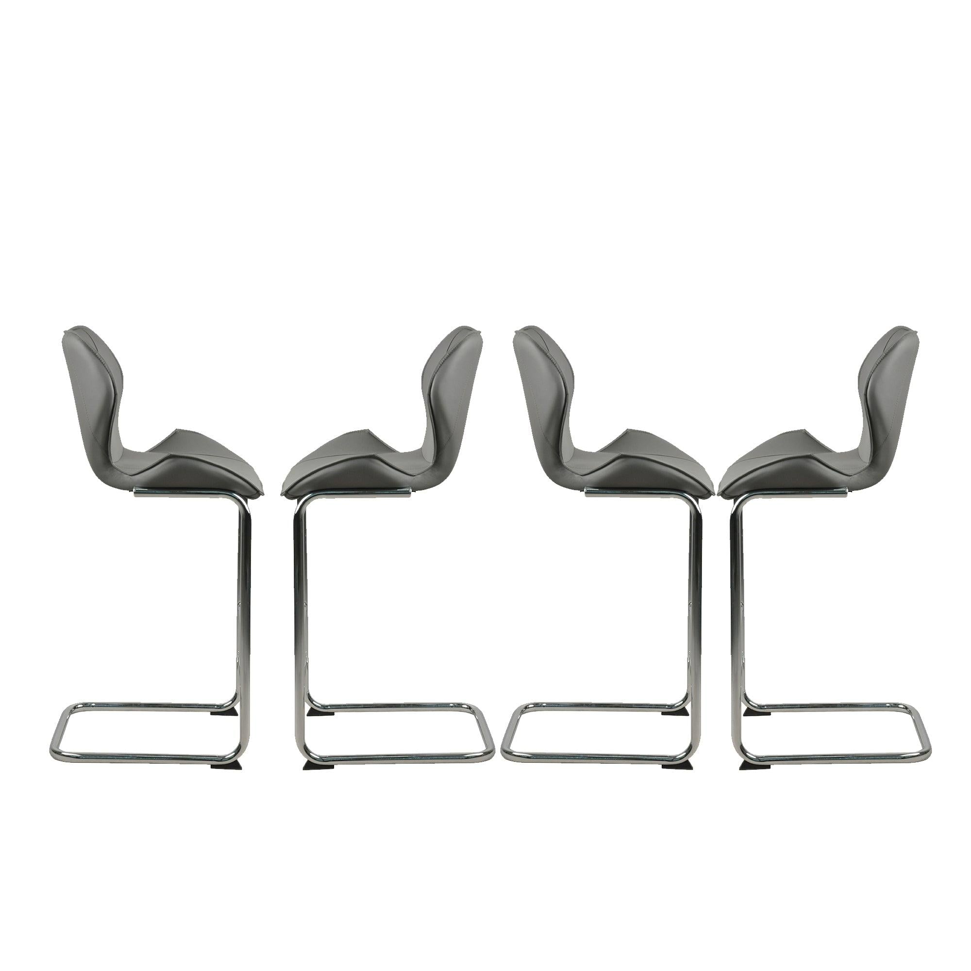 Bar chairModern design for dining and kitchen barstool with metal legs set of 4 (Grey)