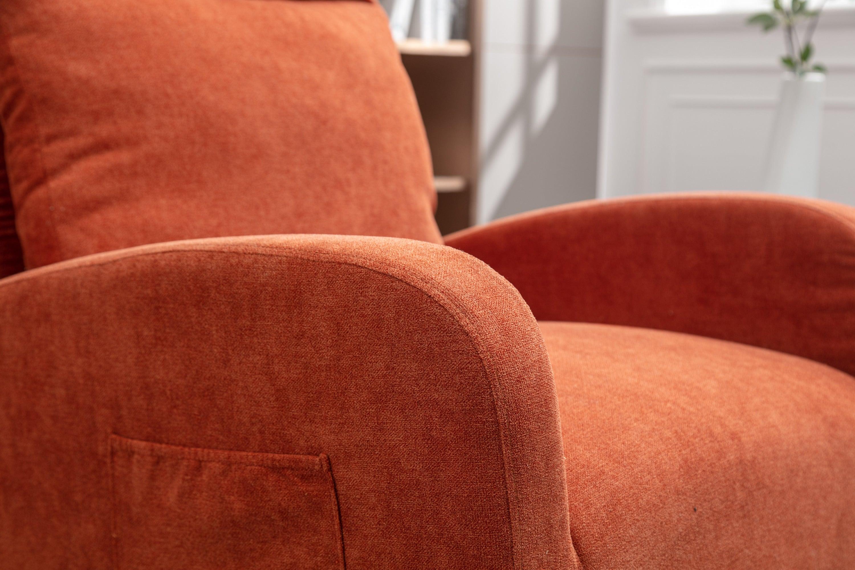 Upholstered Swivel Glider.Rocking Chair for Nursery in Orange.Modern Style One Left Bag