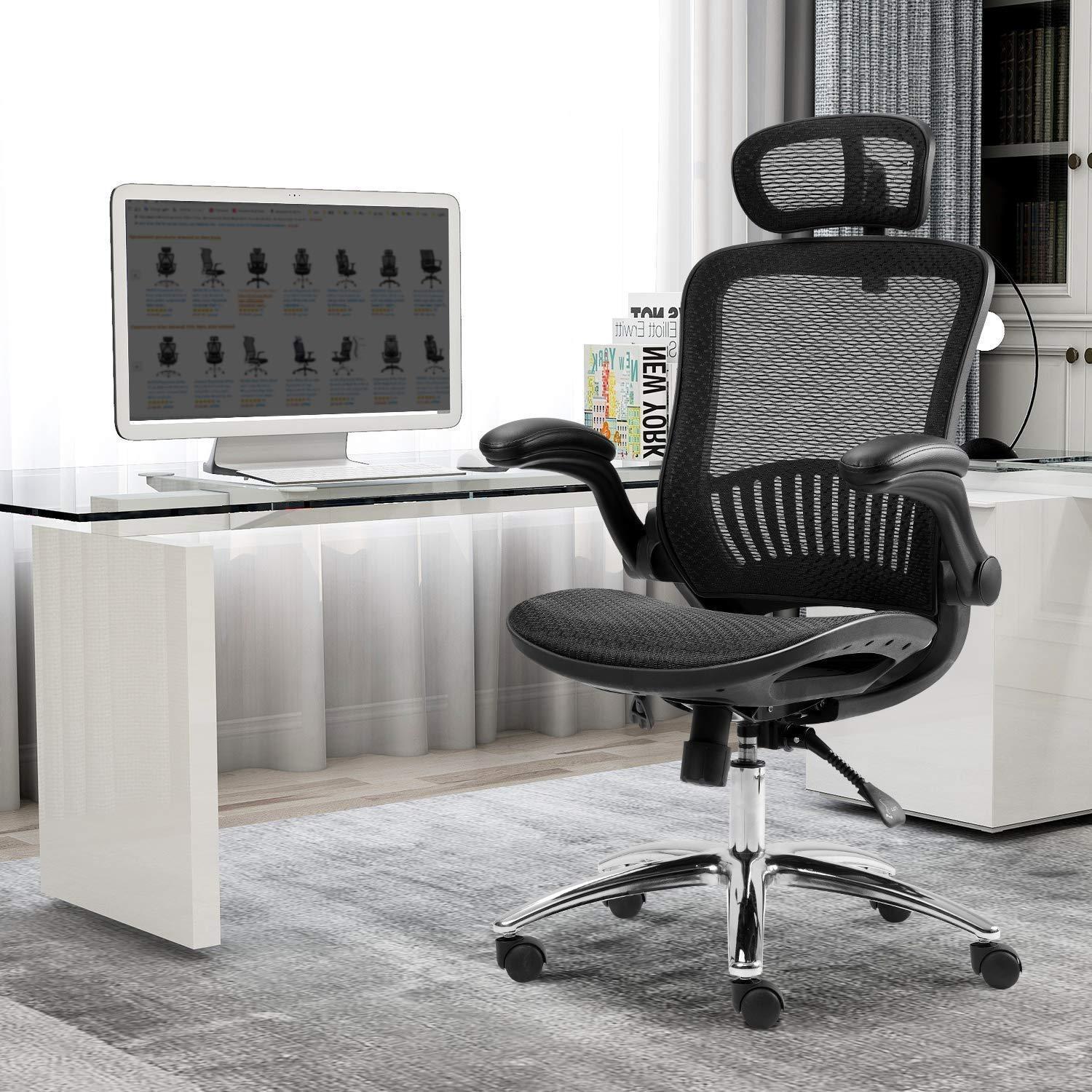 Office Chair - Ergonomic Mesh Chair Computer Chair Home Executive Desk Chair Comfortable Reclining Swivel Chair High Back with Wheels and Adjustable Headrest for Teens/Adults (Black)