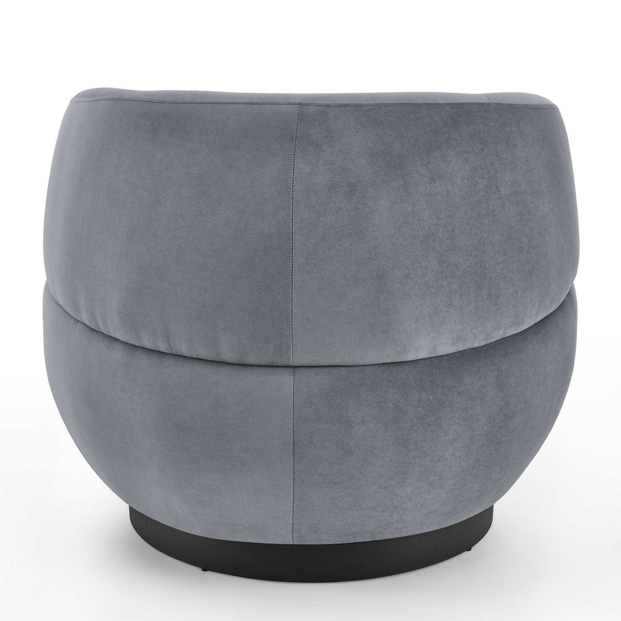 Swviel Barrel Chair with Black Stainless Steel Base, withStorage Ottoman, Velvet, Grey