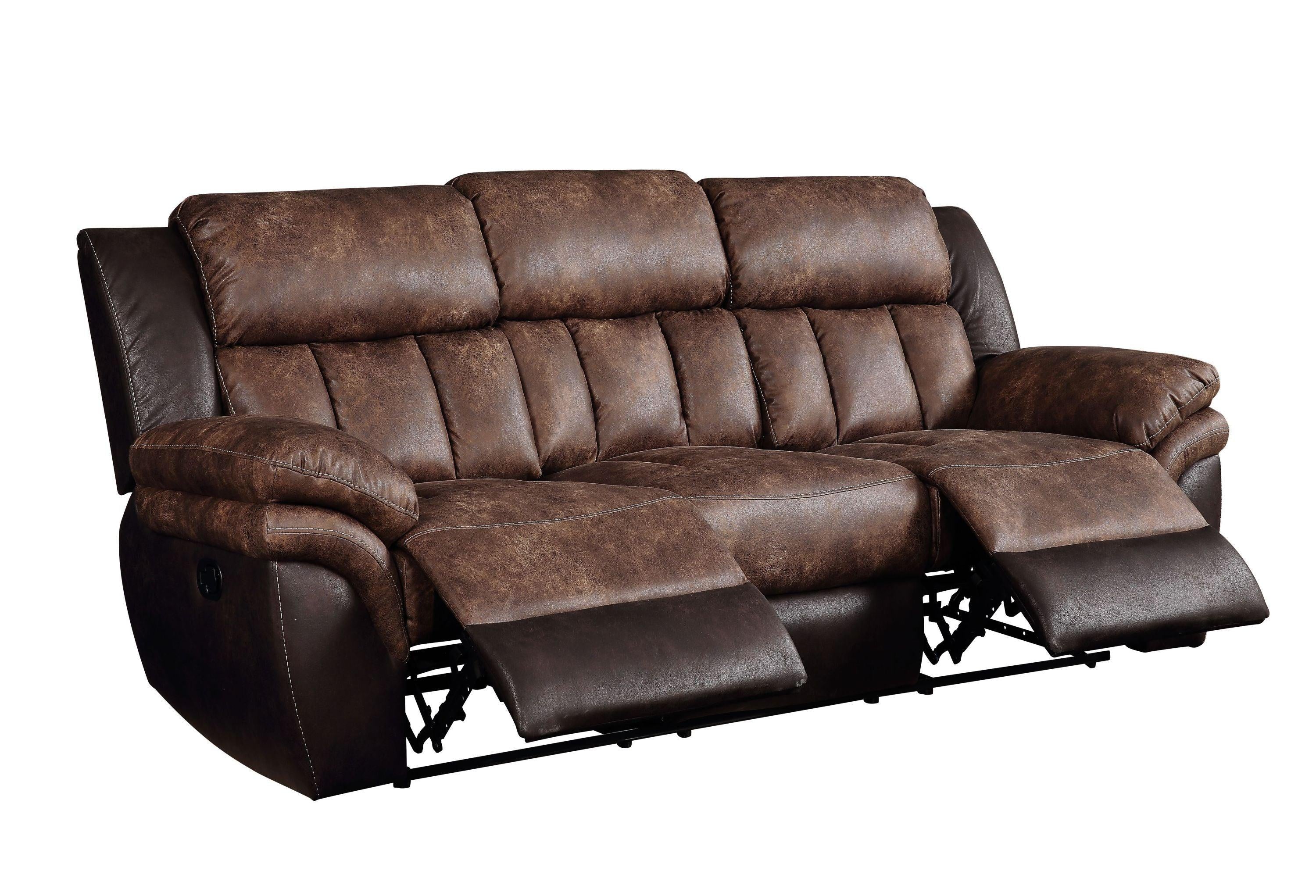 ACME Jaylen Sofa (Motion), Toffee & Espresso Polished Microfiber 55425