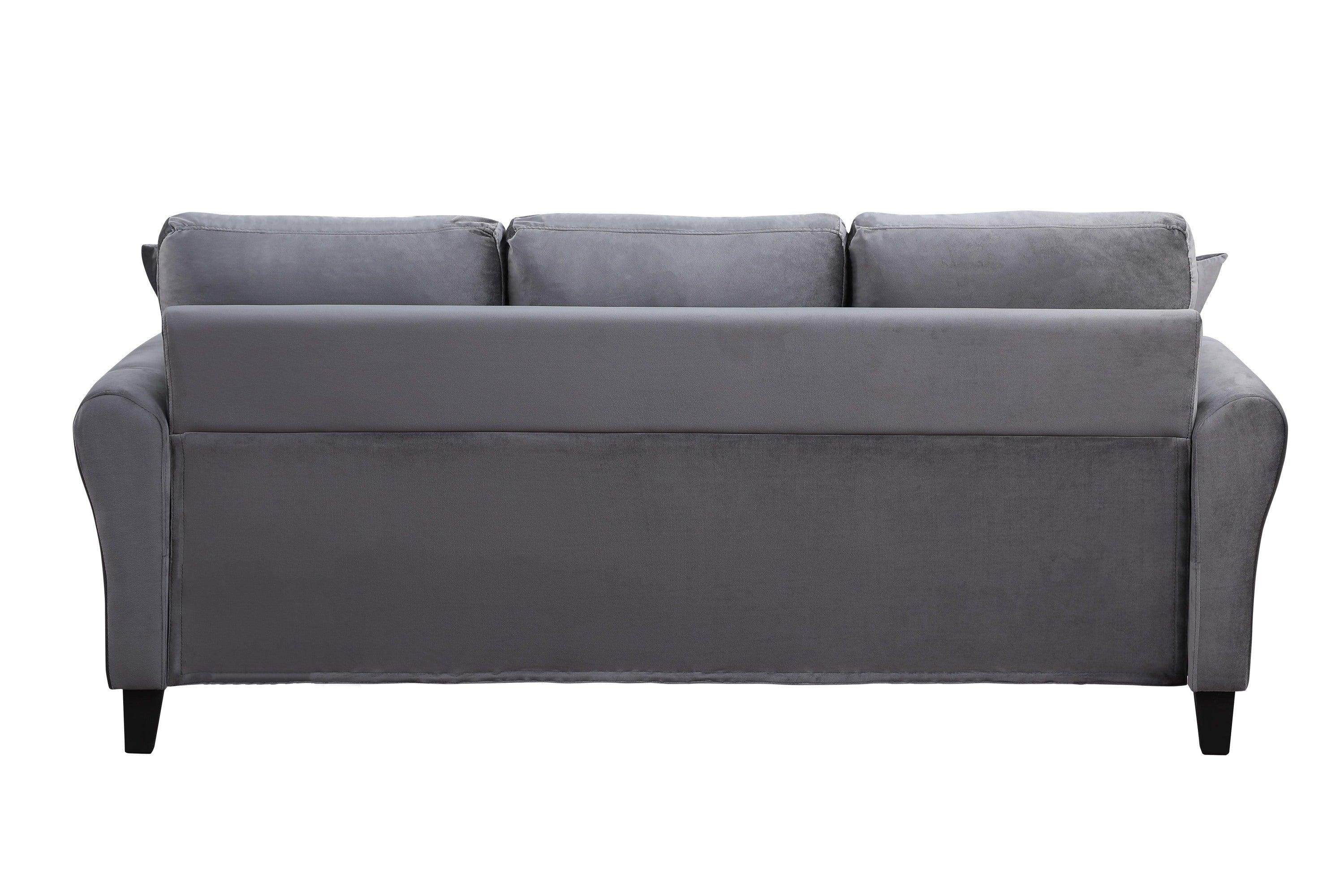 Modern Velvet Couch with 2 Pillow, 78 Inch Width Living Room Furniture, 3 Seater Sofa with Plastic Legs