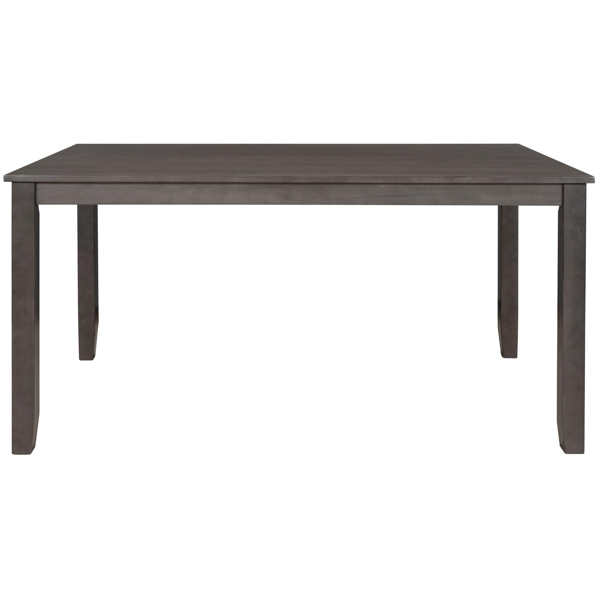 6-Piece Kitchen Simple Wooden Dining Table and Chair with Bench, Fabric Cushion (Gray)