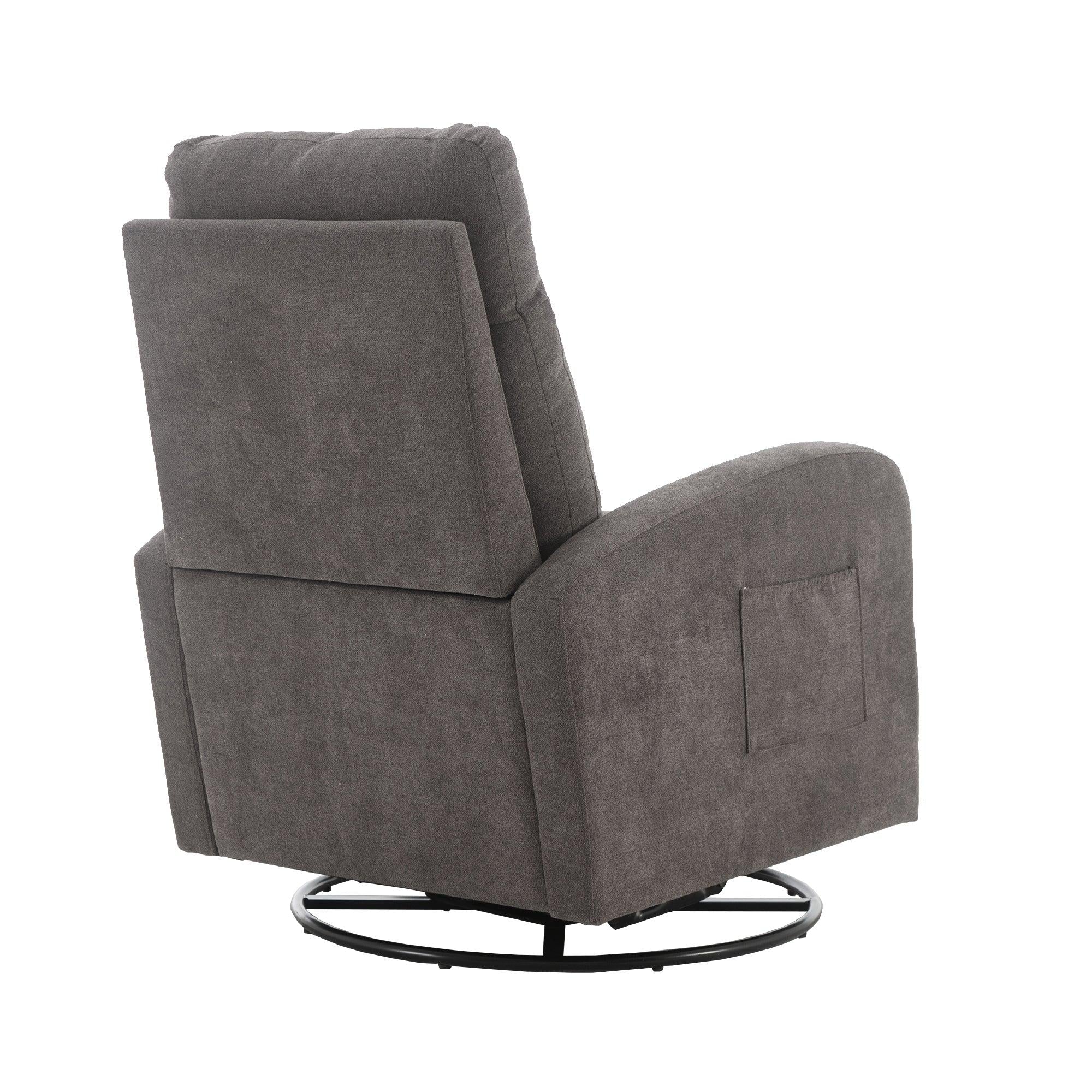 Upholstered Swivel Glider.Rocking Chair for Nursery in Dark Grey.Modern Style One Left Bag