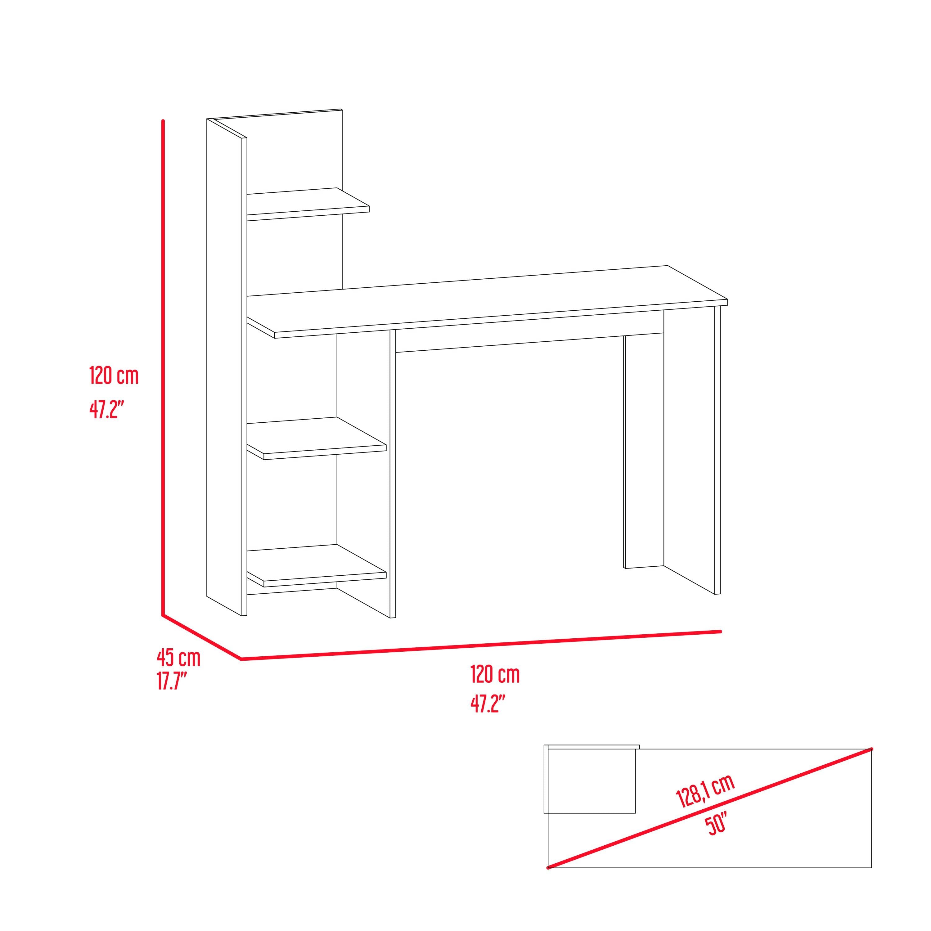 Curry 4-Shelf Writing Desk Smokey Oak