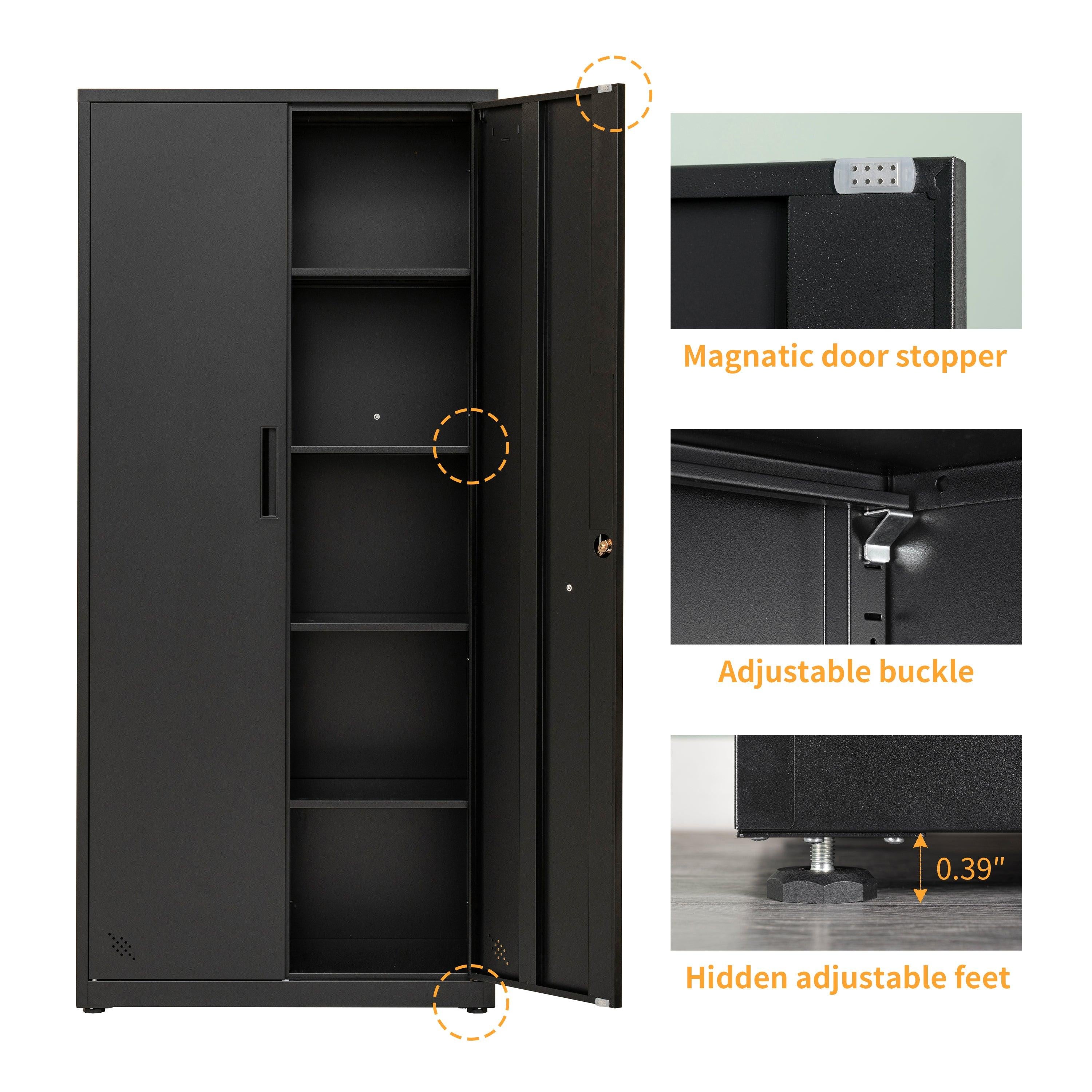 HighStorage Cabinet with 2 Doors and 4 Partitions to Separate 5Storage Spaces, Home/ Office Design