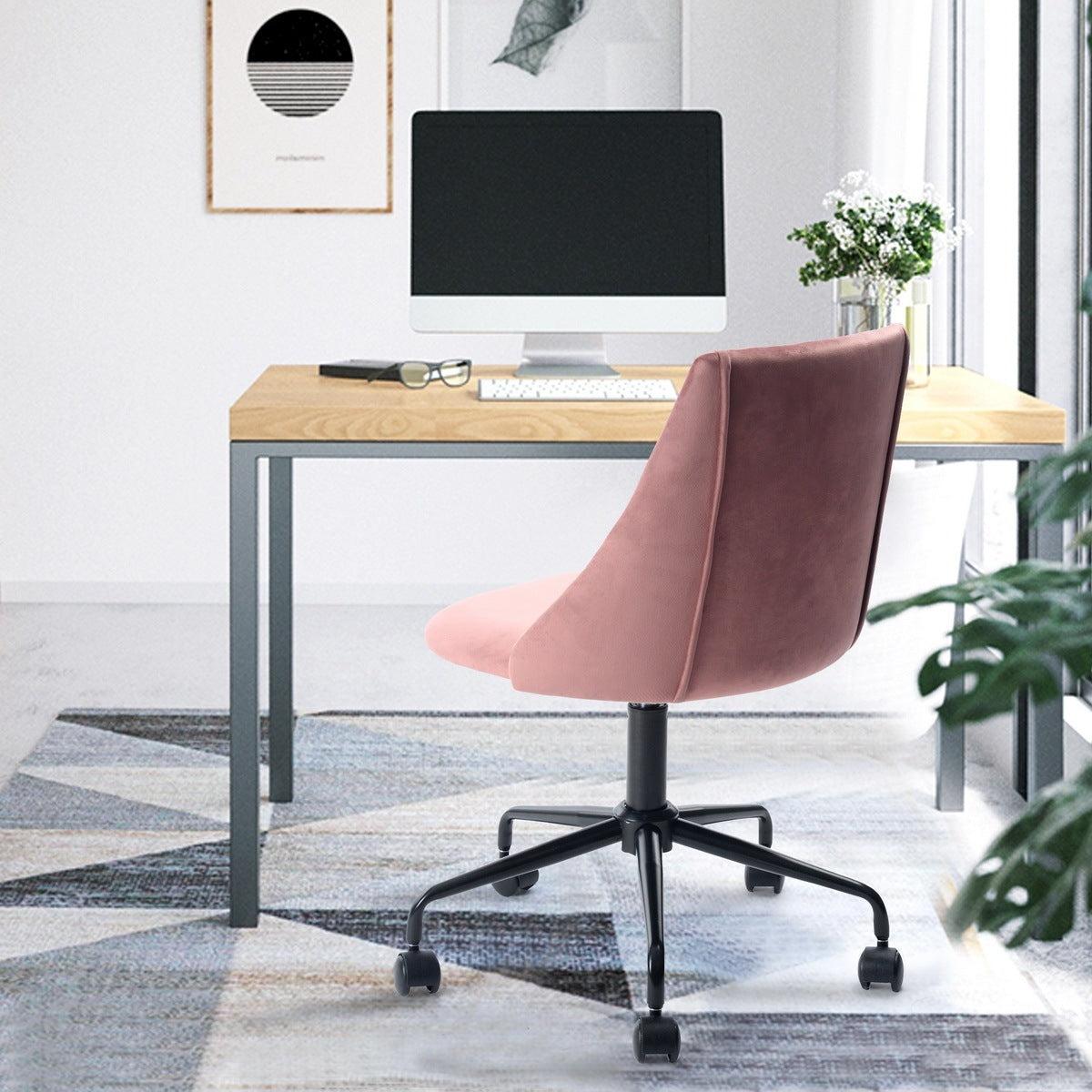 Velvet Upholstered Task Chair/ Home Office Chair - Rose