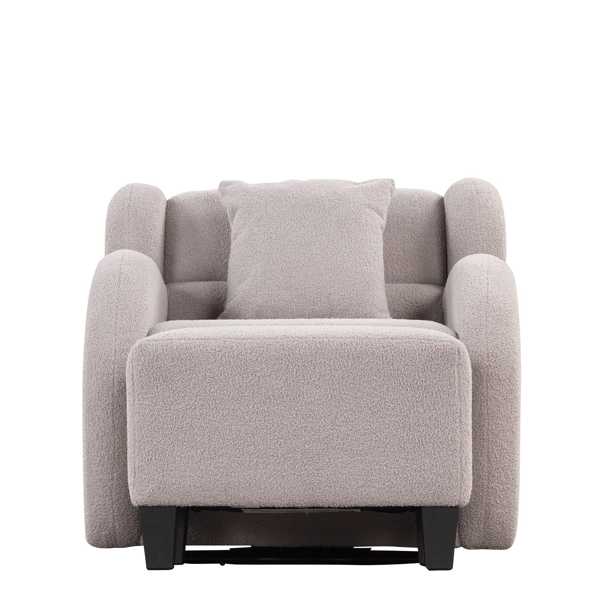 Swivel Accent Chair with Ottoman, Teddy Short Plush Particle Velvet Armchair,360 Degree Swivel Barrel Chair with footstool for Living Room, Hotel, Bedroom, Office, Lounge,Grey