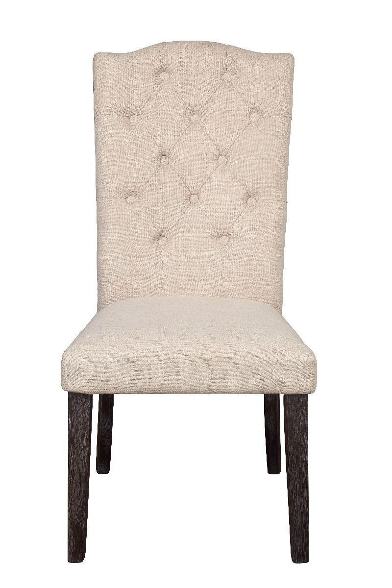 ACME Gerardo Side Chair (Set-2) in Beige Linen & Weathered Espresso 60822