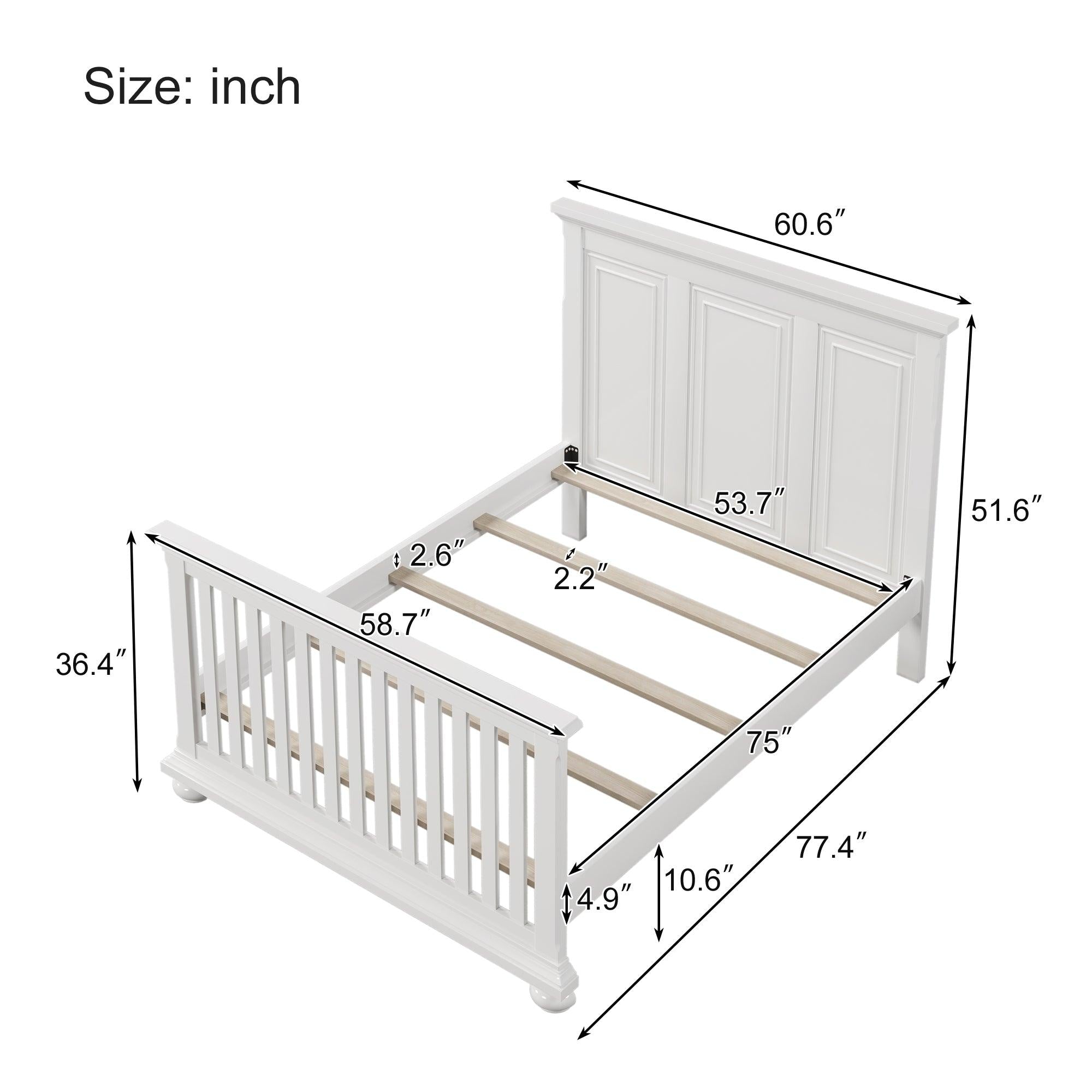 Full Size Conversion Kit Bed Rails for Convertible Crib, White