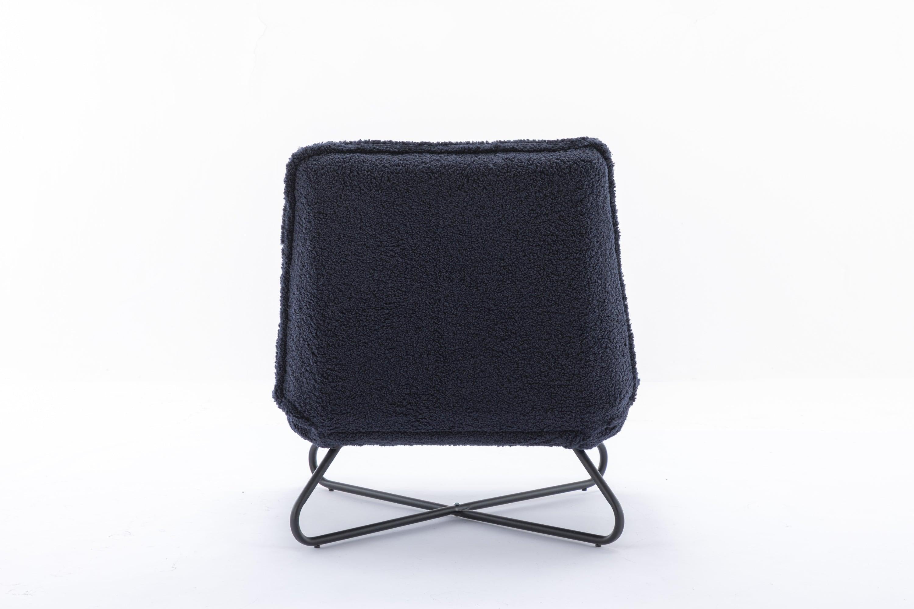 Modern Teddy Fabric Accent Armless Chair For Living room Indoor,Dark blue