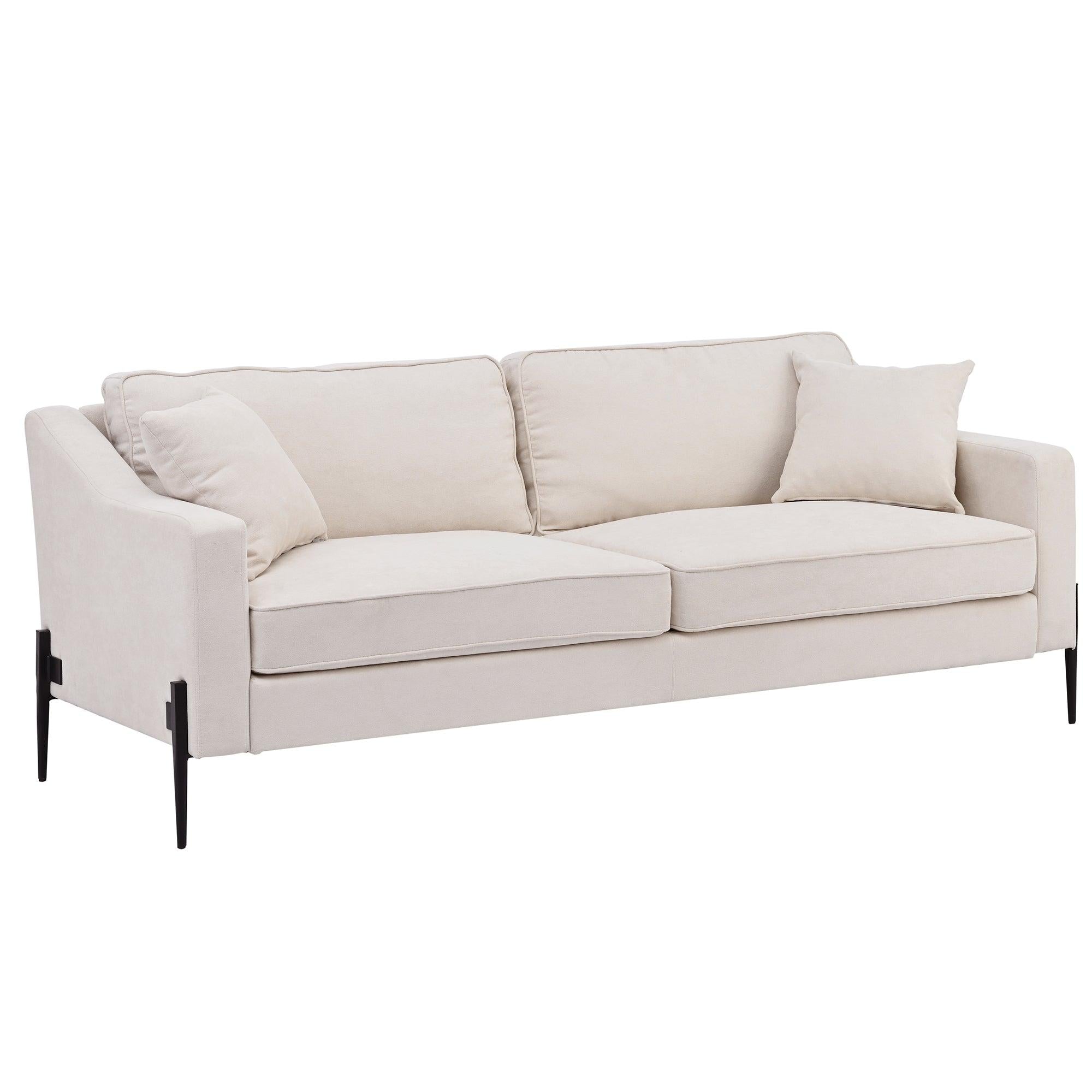 UpholsteredModern Loveseat with Metal Legs – Durable with 2 Pillows, 2-3 People Seat Capacity