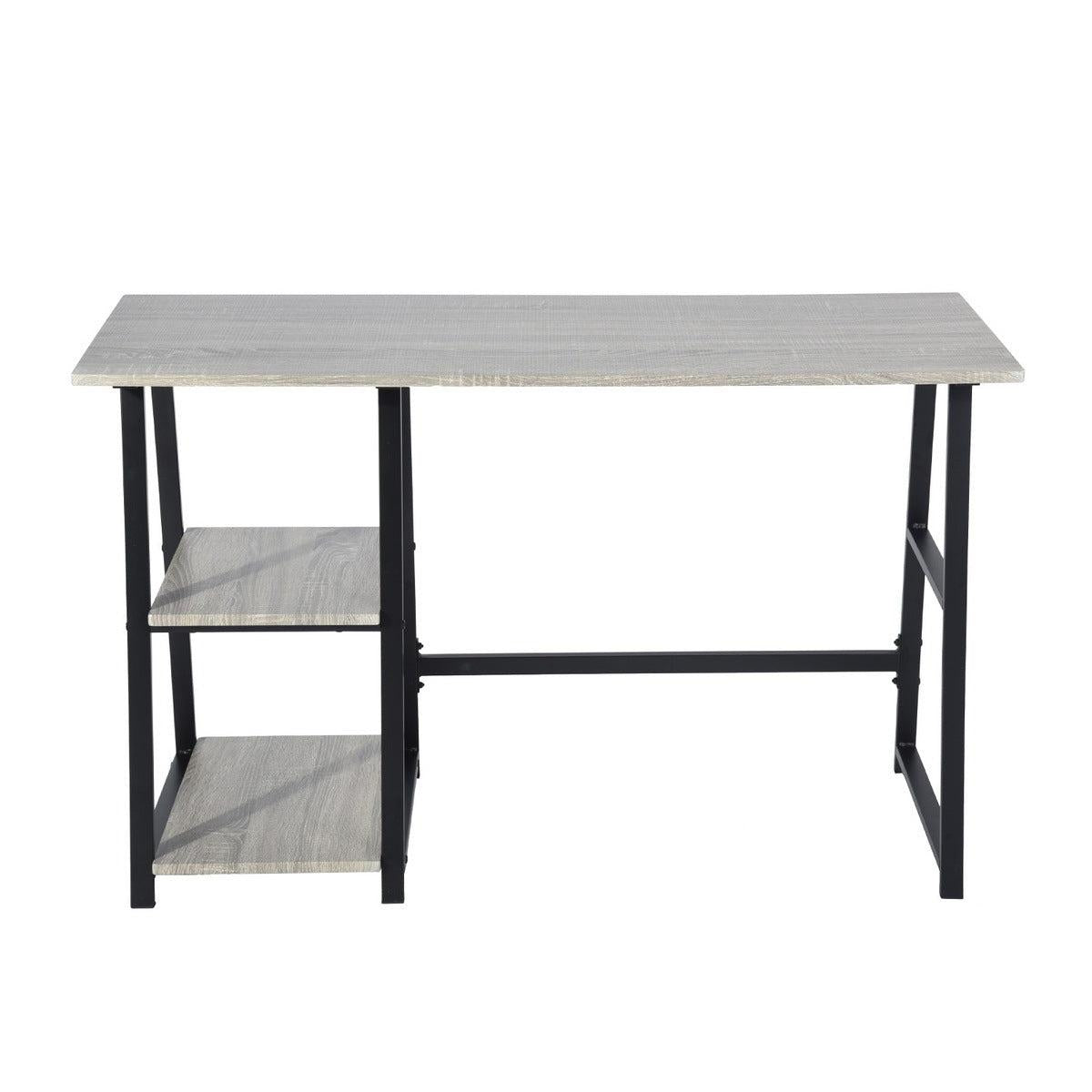 47.4"W X 19.7"D X 28.9"H Wooden Desk with 2Storage Racks - GREY & BLACK