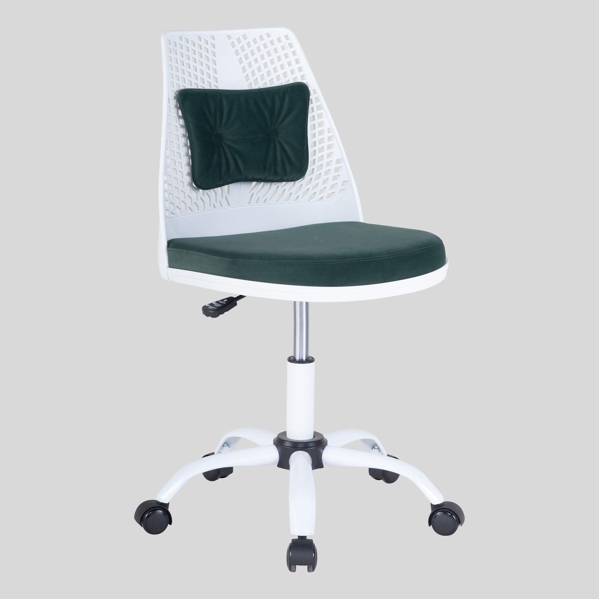 Office Task Desk Chair Swivel Home Comfort Chairs,Adjustable Height with ample lumbar support,White+Green