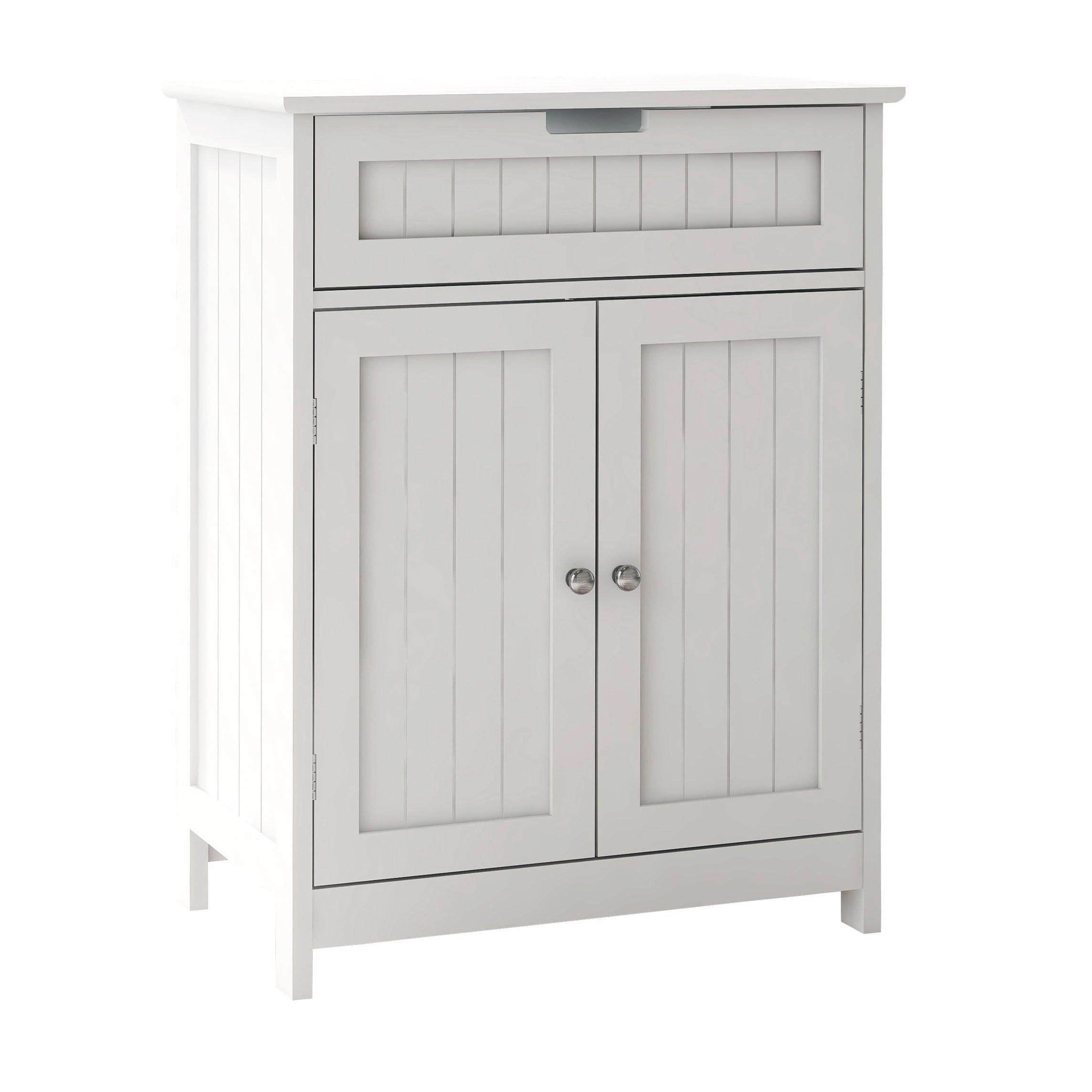 Bathroom Floor Cabinet Freestanding 2 Doors and 1 Drawer WoodStorage Organizer Cabinet for Bathroom and Living Room-White