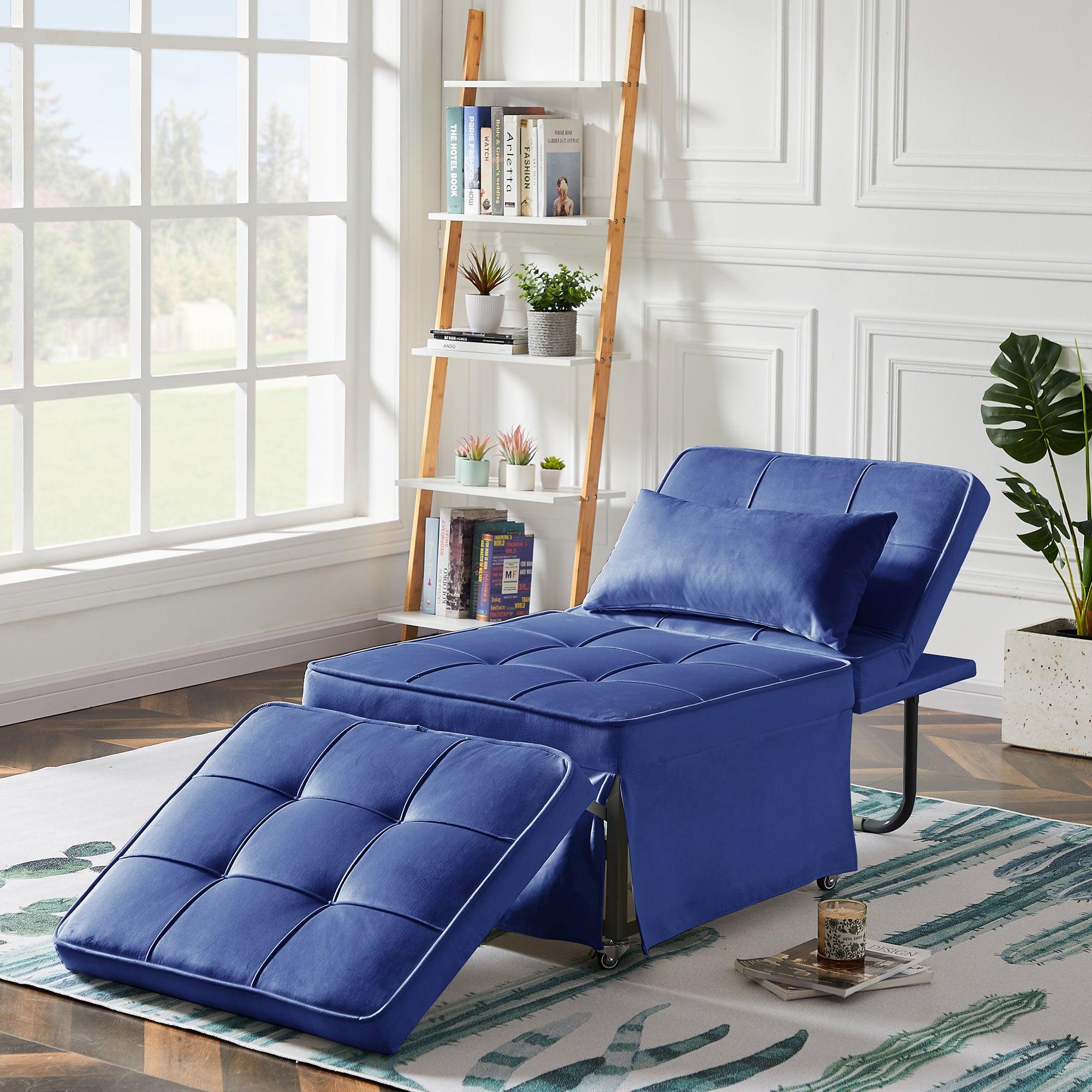 Velvet Folding Sofa Bed Sleeper Chair with Adjustable Backrest . image