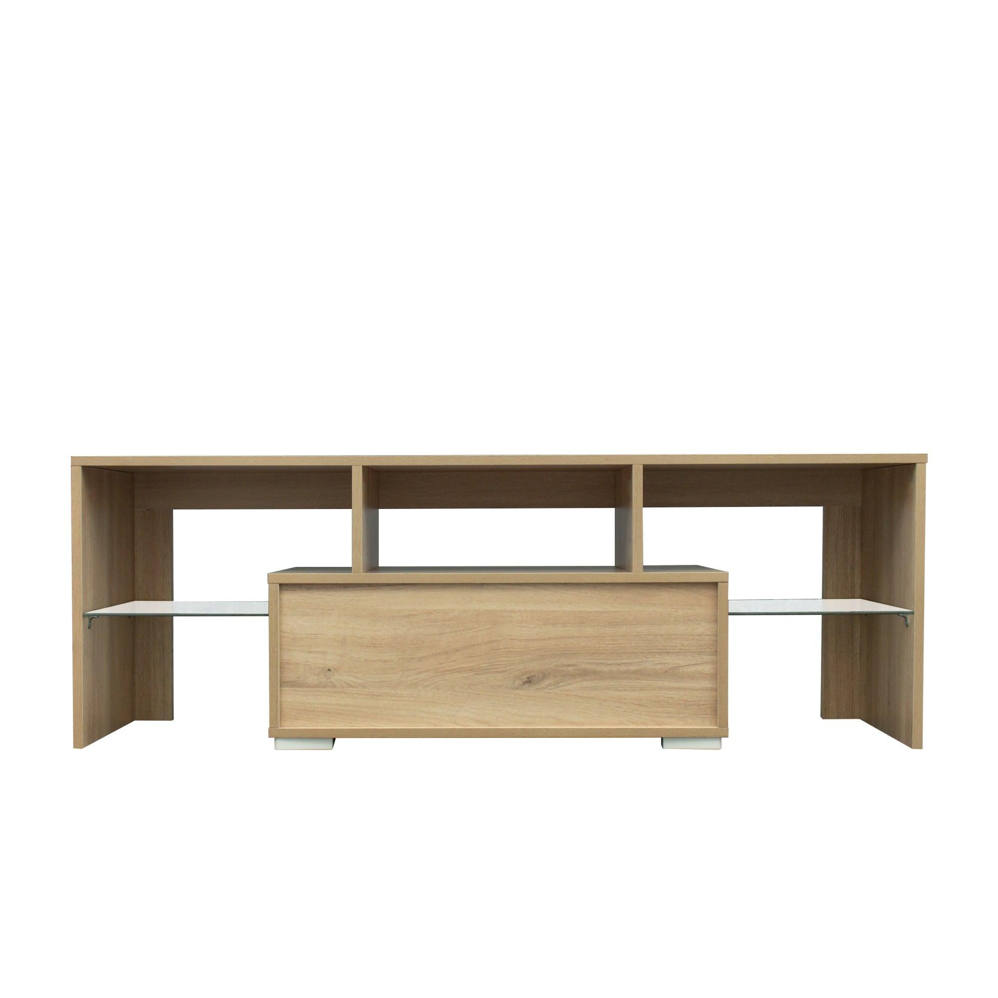 TV Stand with LED RGB Lights,Flat Screen TV Cabinet, Gaming Consoles - in Lounge Room, Living Room and Bedroom,Rustic oak