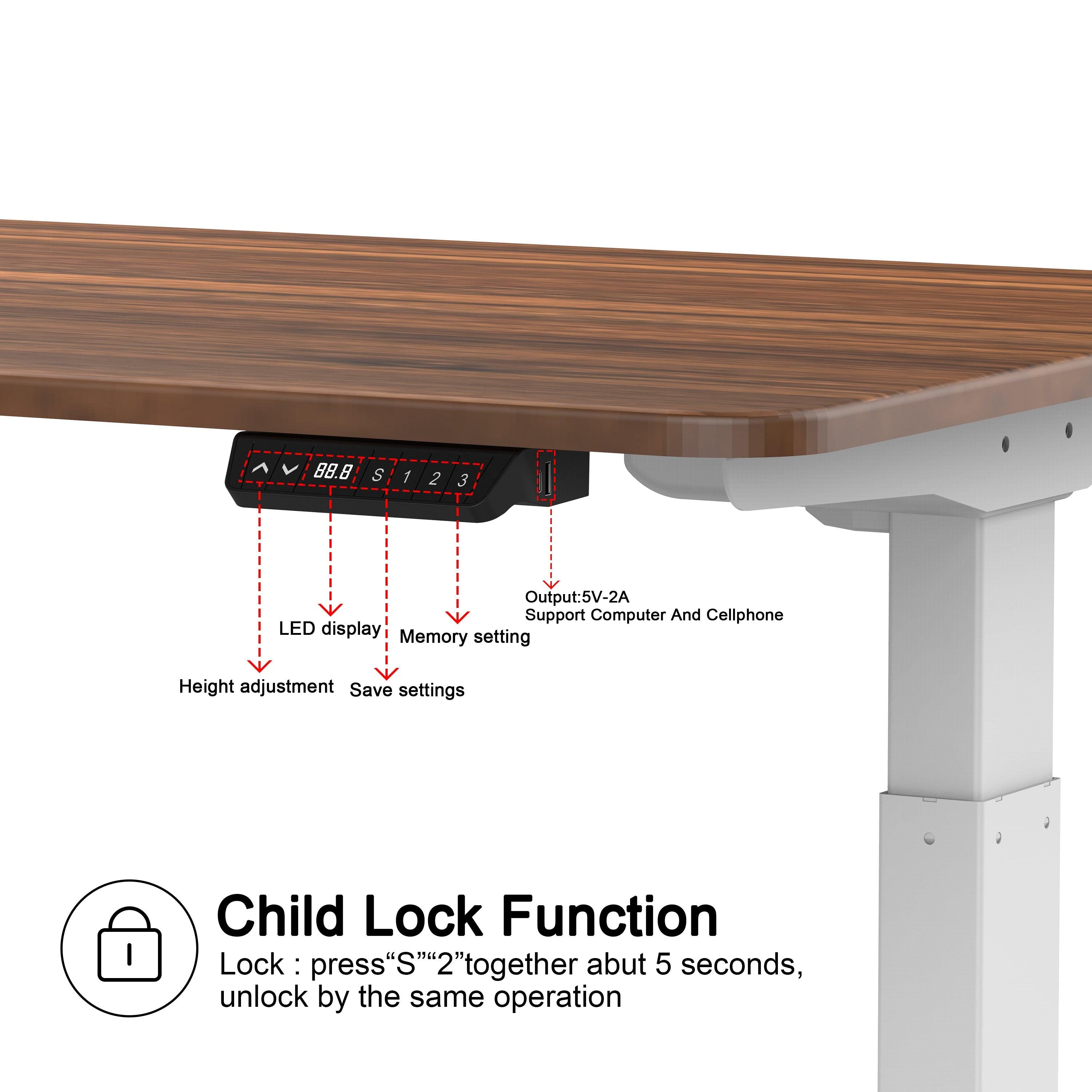 Electric Standing Desk  with Dual Motor Height Adjustable Sit Stand Desk Computer Workstation with USB Charge
"	
，Silver Grey