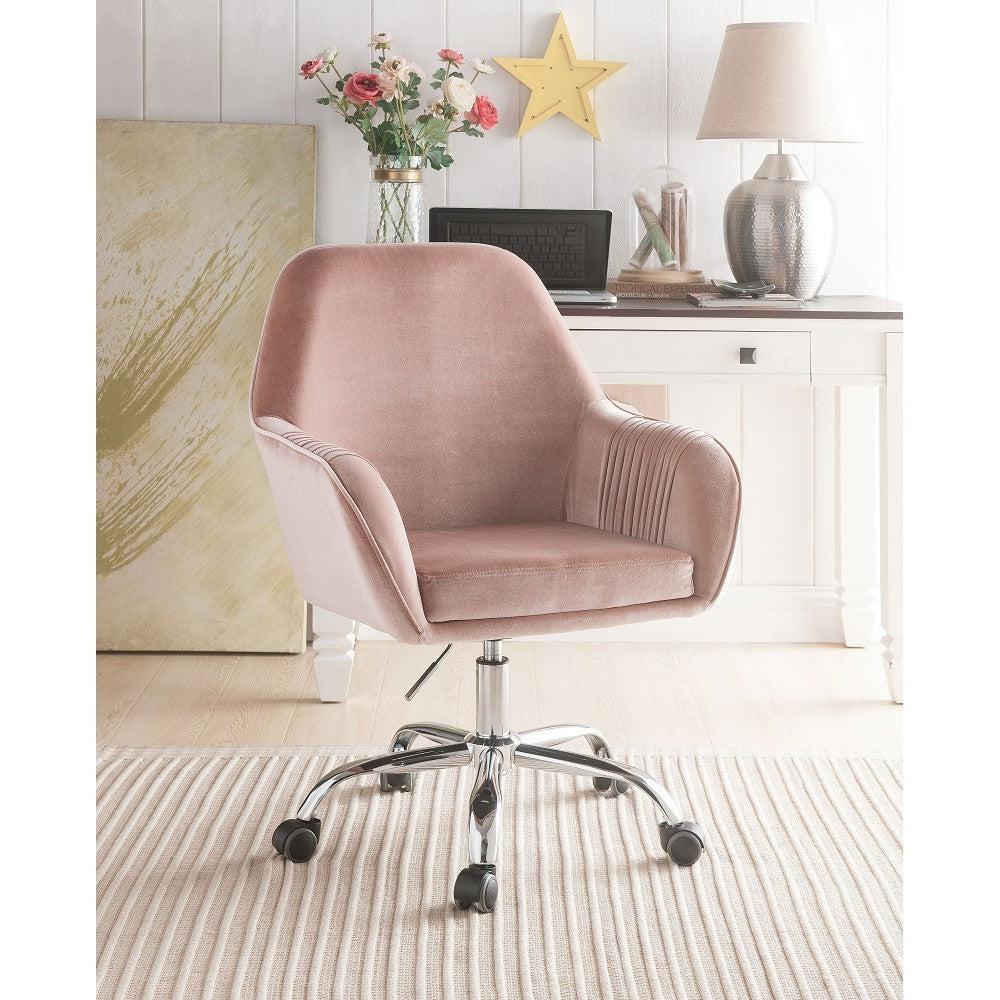 ACME Eimer Office Chair in Peach Velvet & Chrome 92504 image