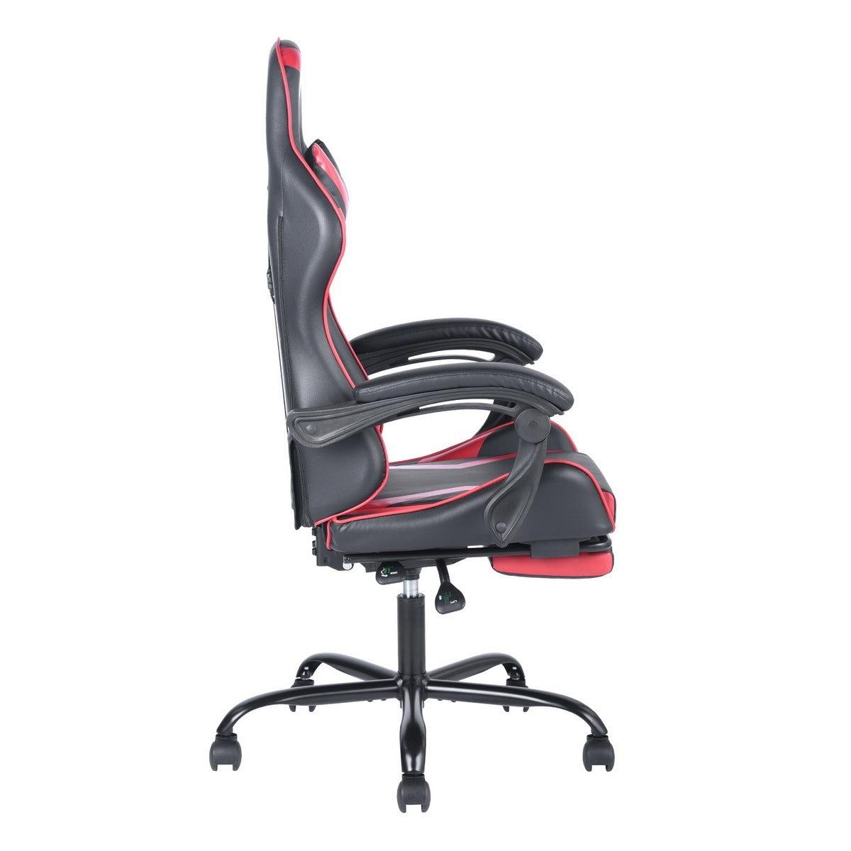 Gaming Office High Back Computer Leather Desk Mesh Ergonomic 180 Degrees Adjustable Swivel Task Chair with Headrest and Lumbar Support, & Footrest , Red