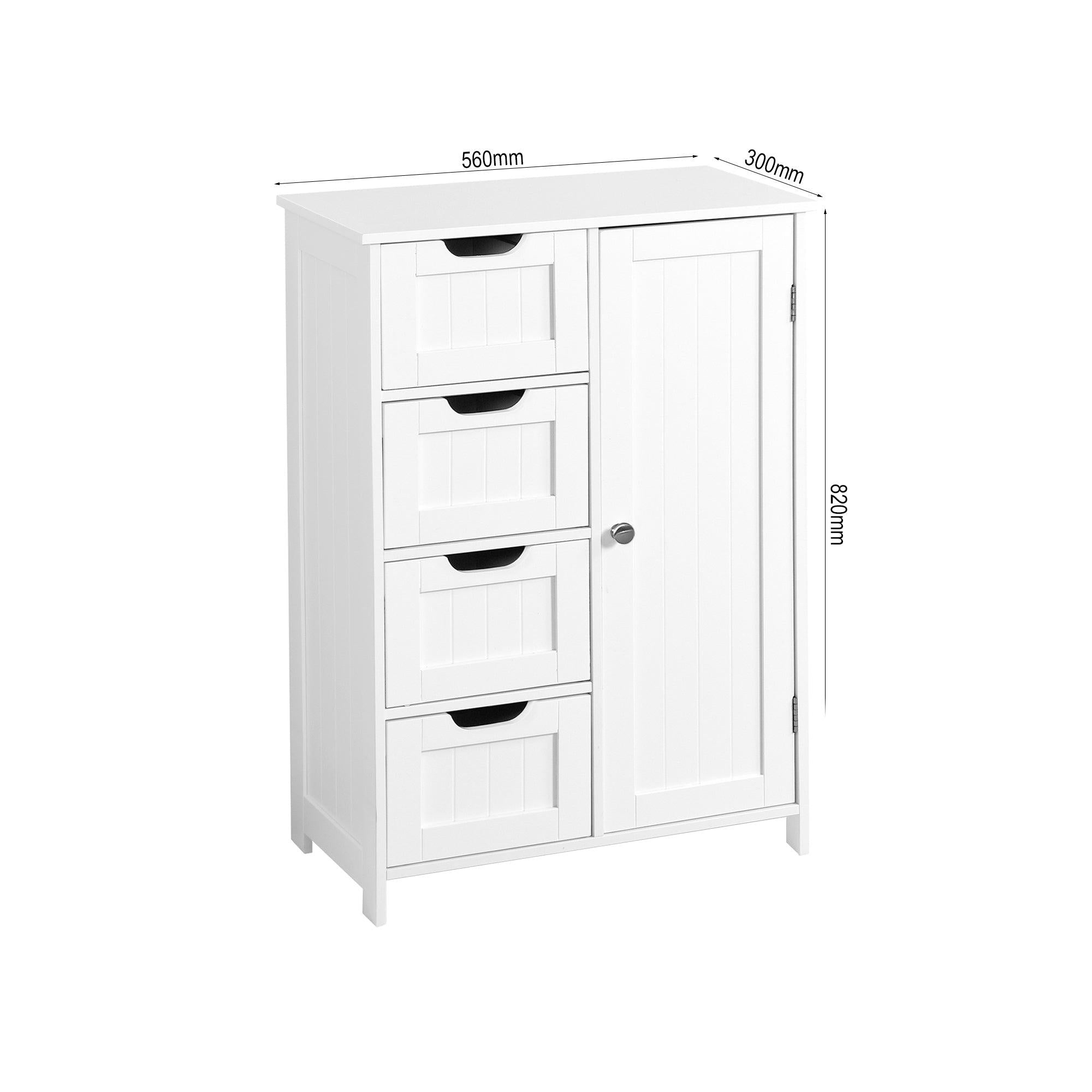 White BathroomStorage Cabinet, Floor Cabinet with Adjustable Shelf and Drawers