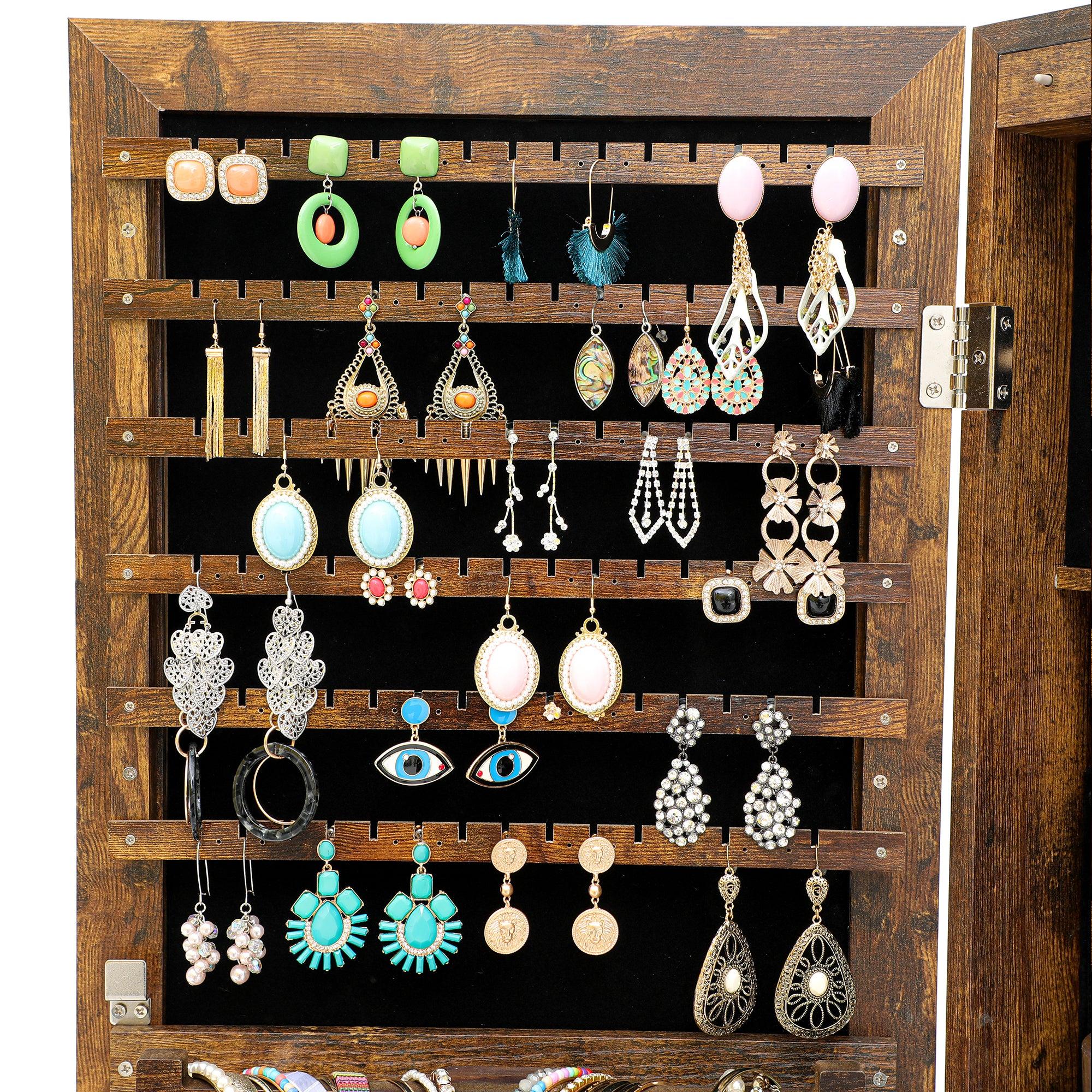 Fashion Simple JewelryStorage Mirror Cabinet With LED Lights Can Be Hung On The Door Or Wall