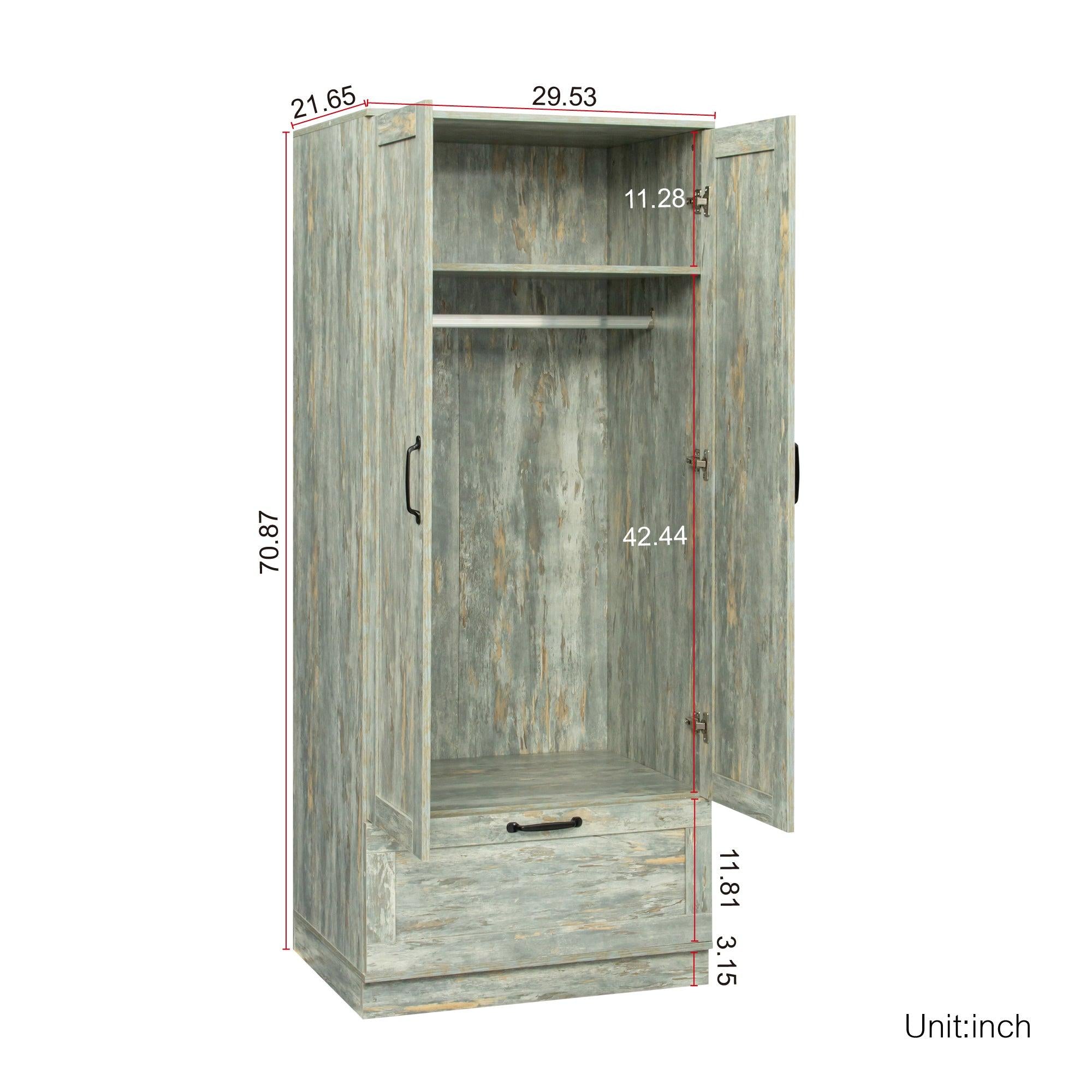 High wardrobe and kitchen cabinet with 2 doors,Grey