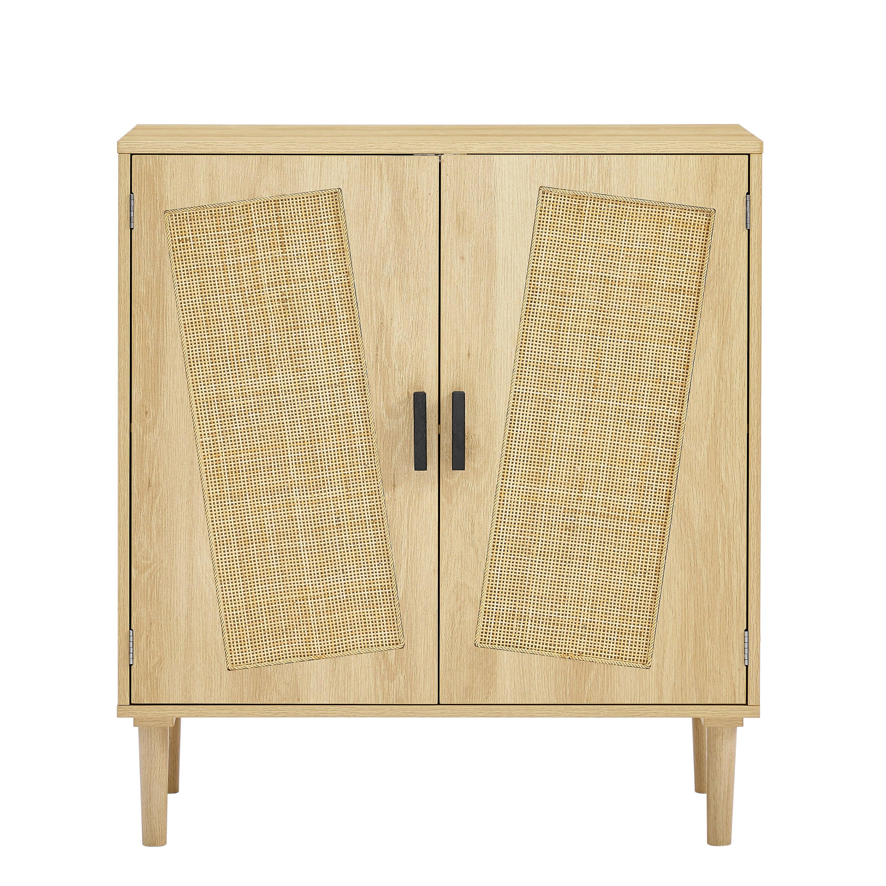 KitchenStorage cabinets with rattan decorative doors, buffets, wine cabinets, dining rooms, hallways, cabinet console tables, （Natural，31.5''LX 15.8''WX 34.6"H）.